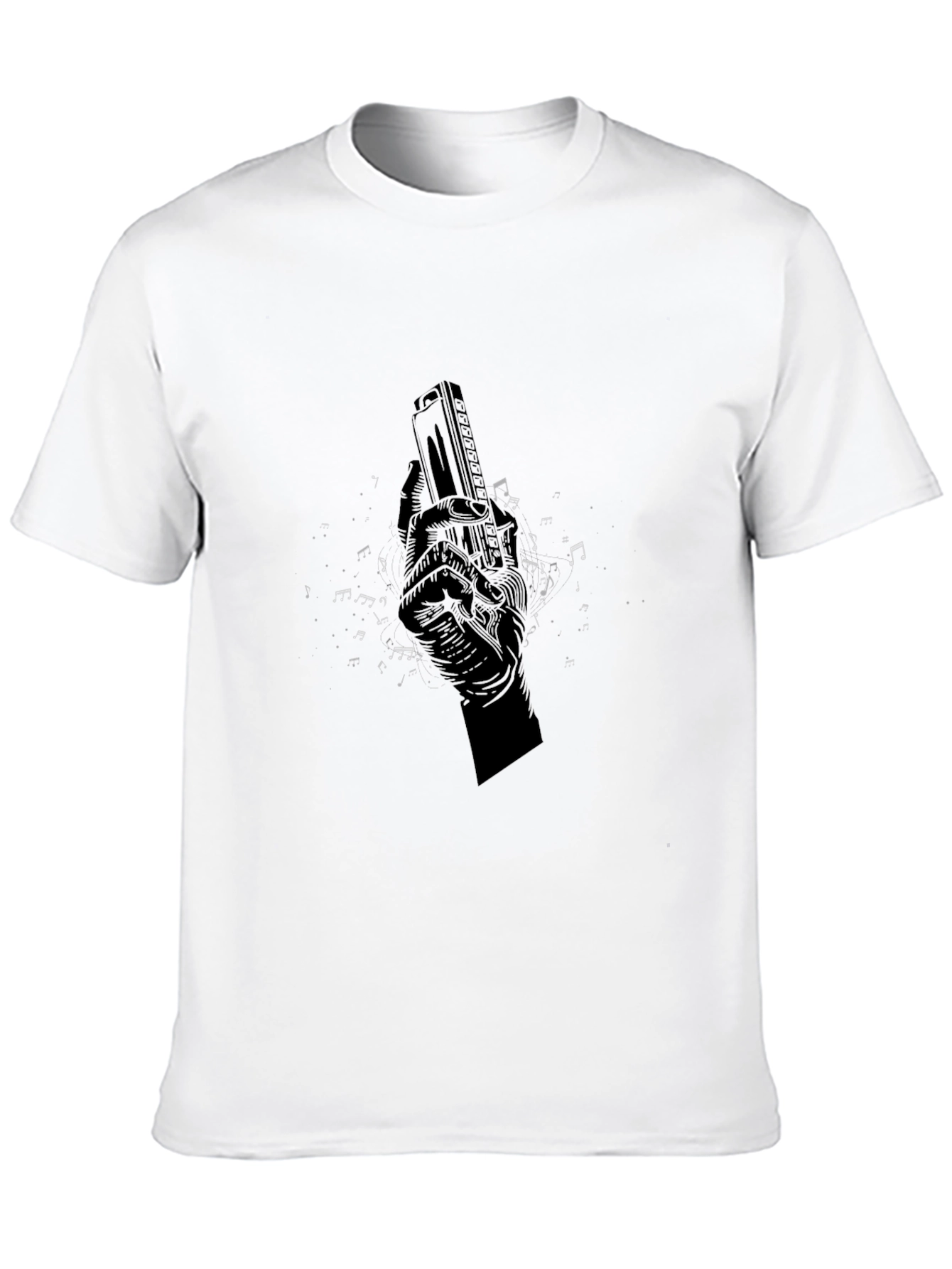 Harmonica Hand Graphic T-Shirt - Music Lover Tee