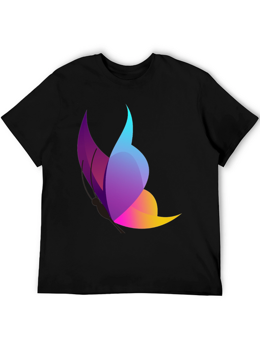 Modern Butterfly Graphic Black T-Shirt