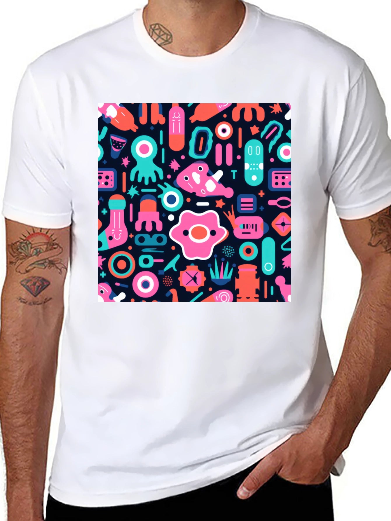 Funky Graphic Print Black T-Shirt
