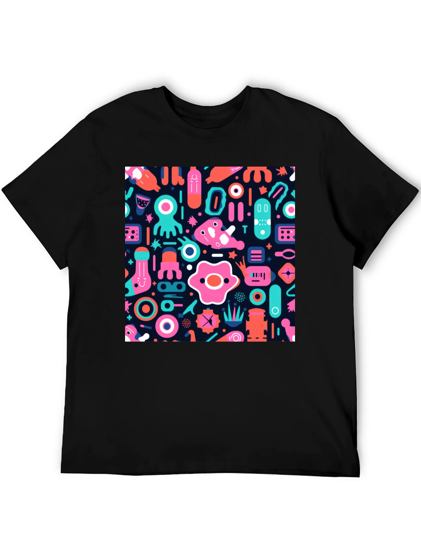 Funky Graphic Print Black T-Shirt