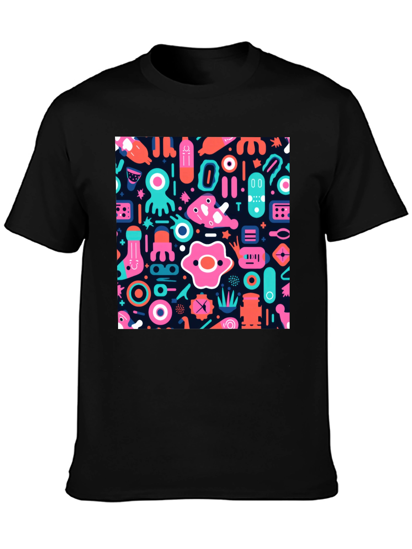 Funky Graphic Print Black T-Shirt
