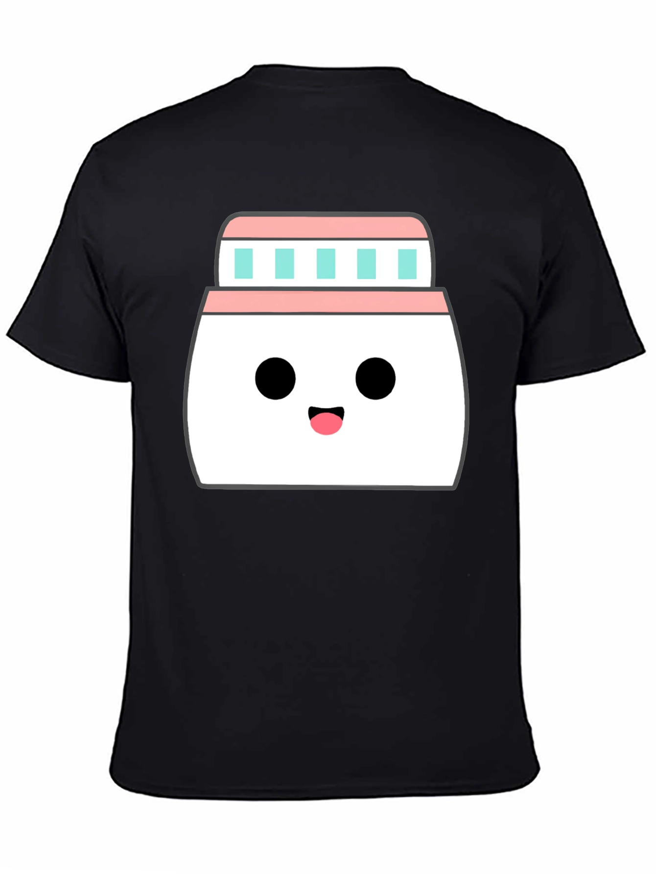 Kawaii Cream Jar Graphic Tee - Black Cotton T-Shirt