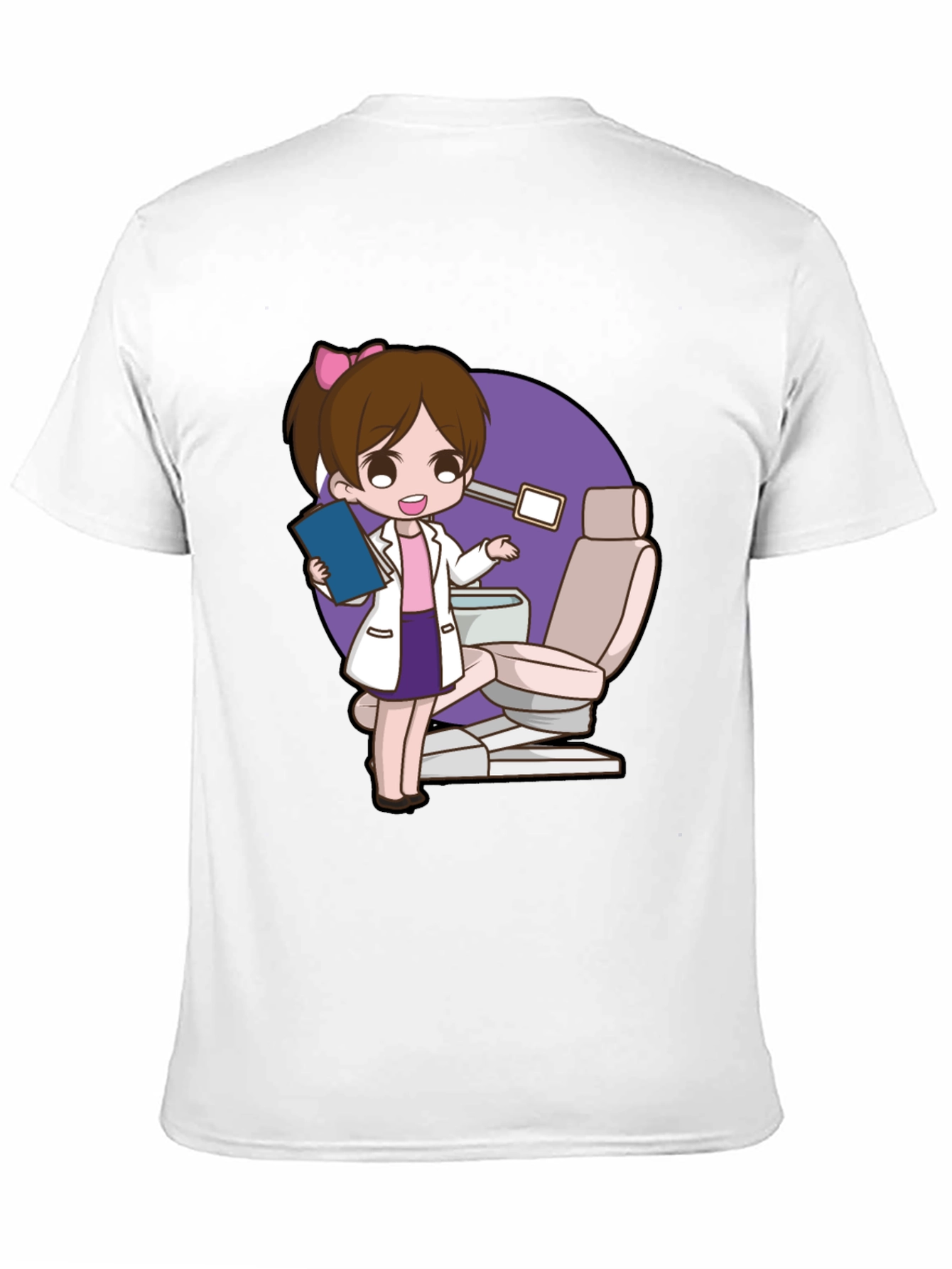 Cute Dentist Cartoon Graphic Tee - Black T-Shirt