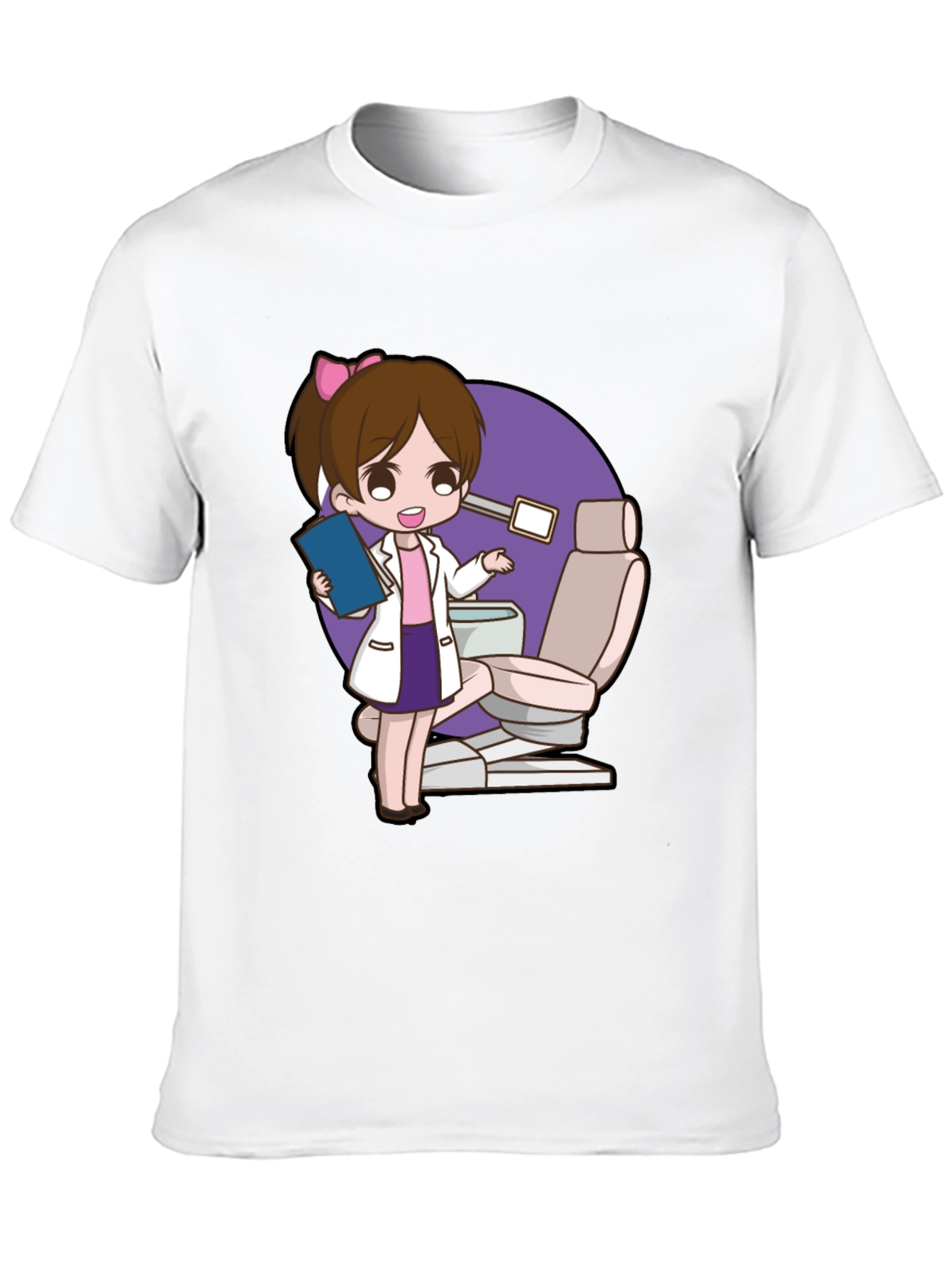 Cute Dentist Cartoon Graphic Tee - Black T-Shirt