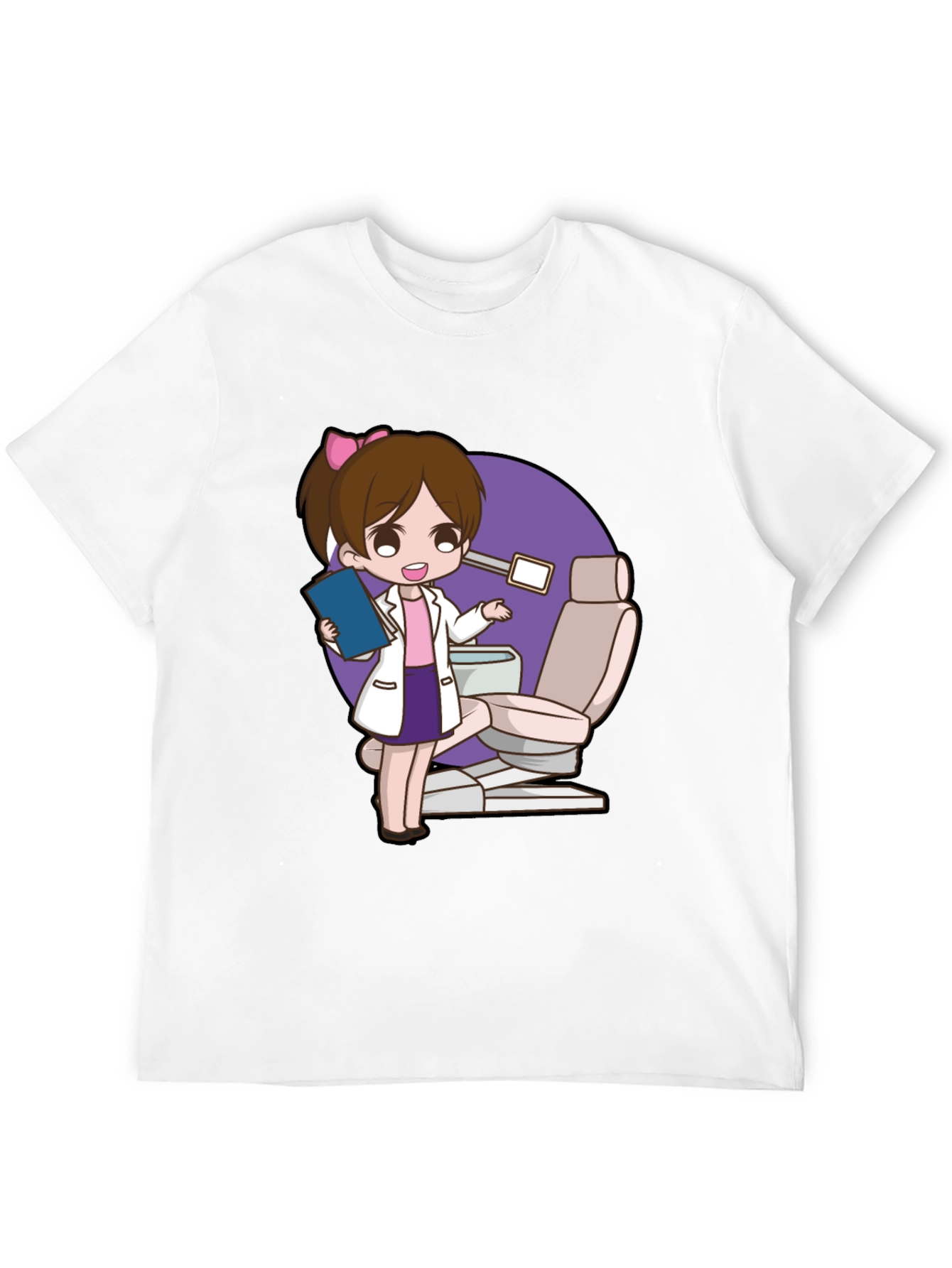 Cute Dentist Cartoon Graphic Tee - Black T-Shirt