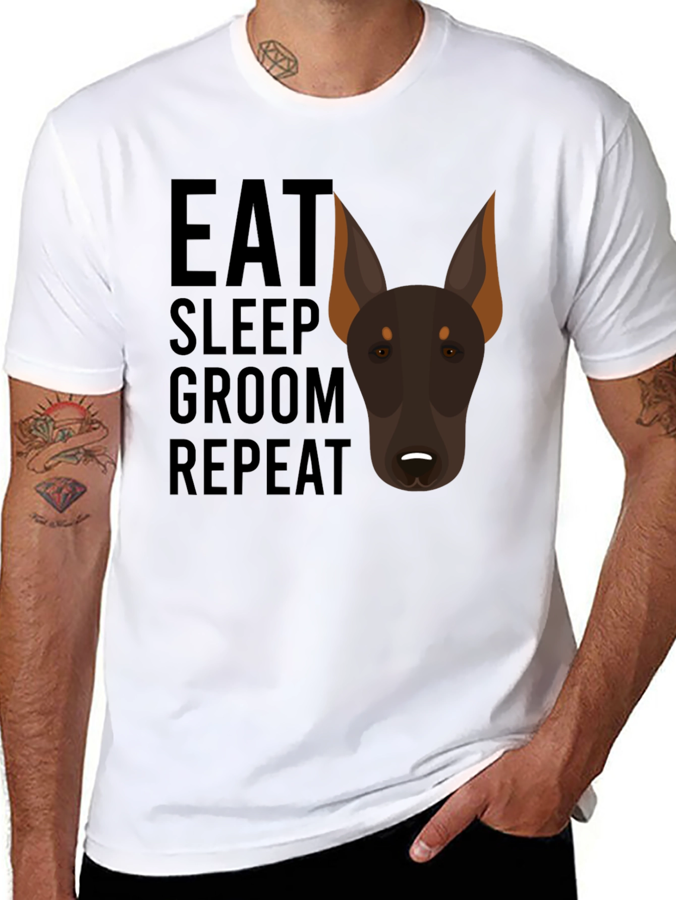 Eat Sleep Groom Repeat Doberman T-Shirt