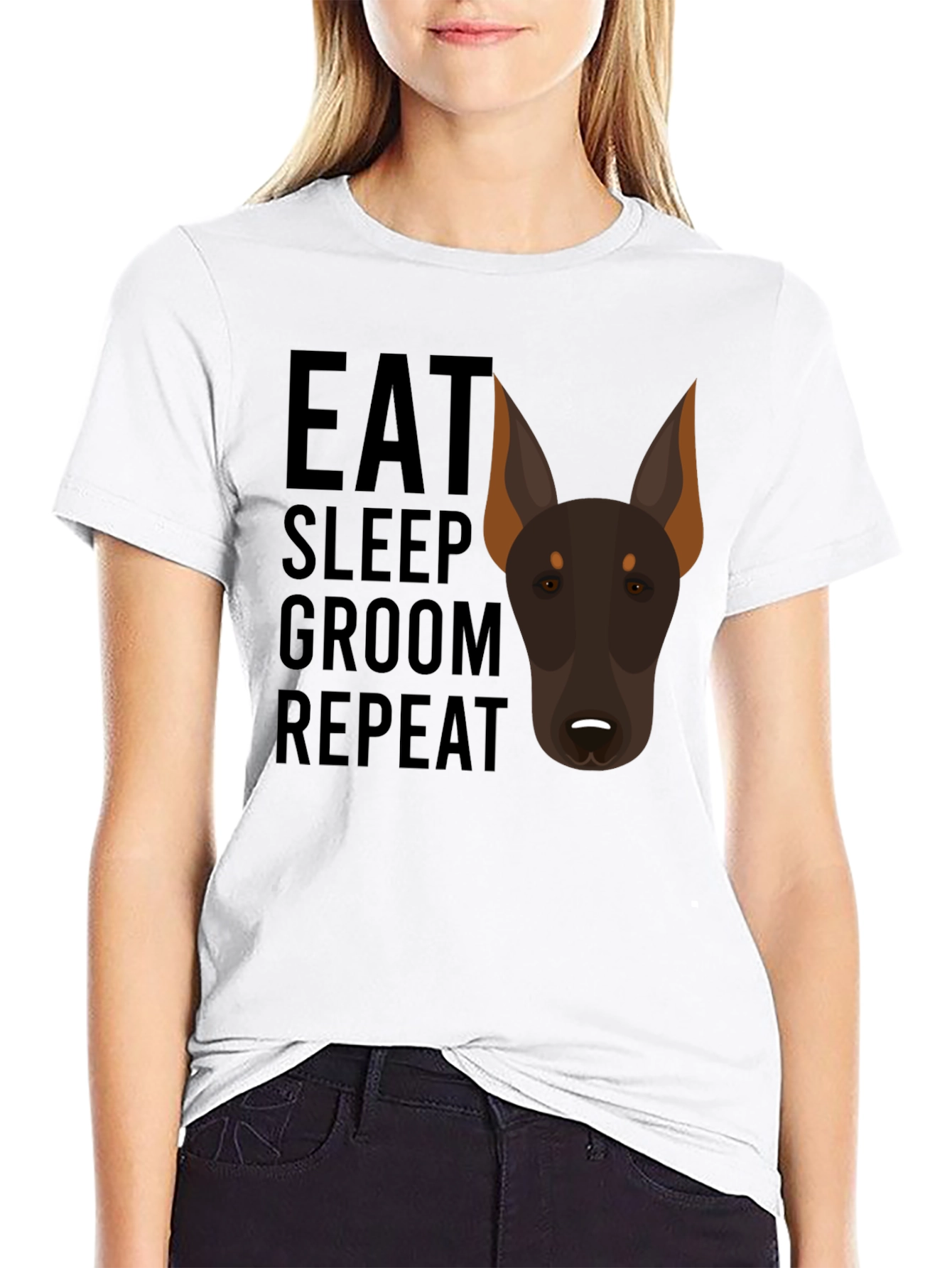 Eat Sleep Groom Repeat Doberman T-Shirt