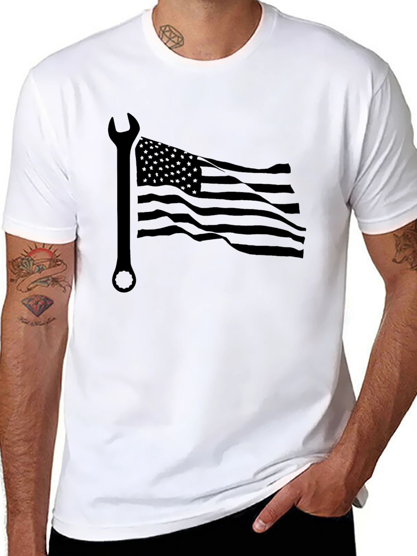 American Mechanic T-Shirt | USA Flag Wrench Tee