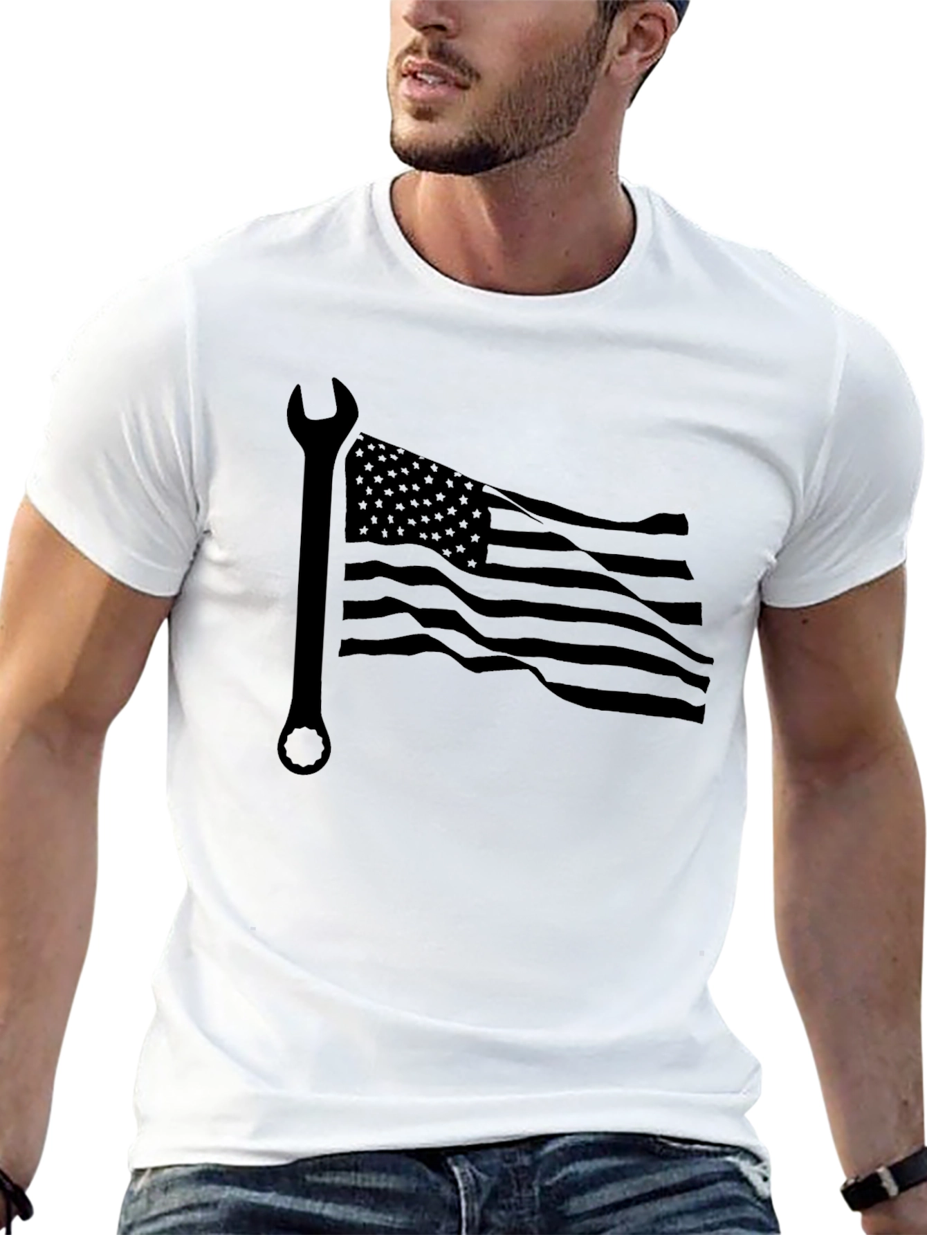American Mechanic T-Shirt | USA Flag Wrench Tee