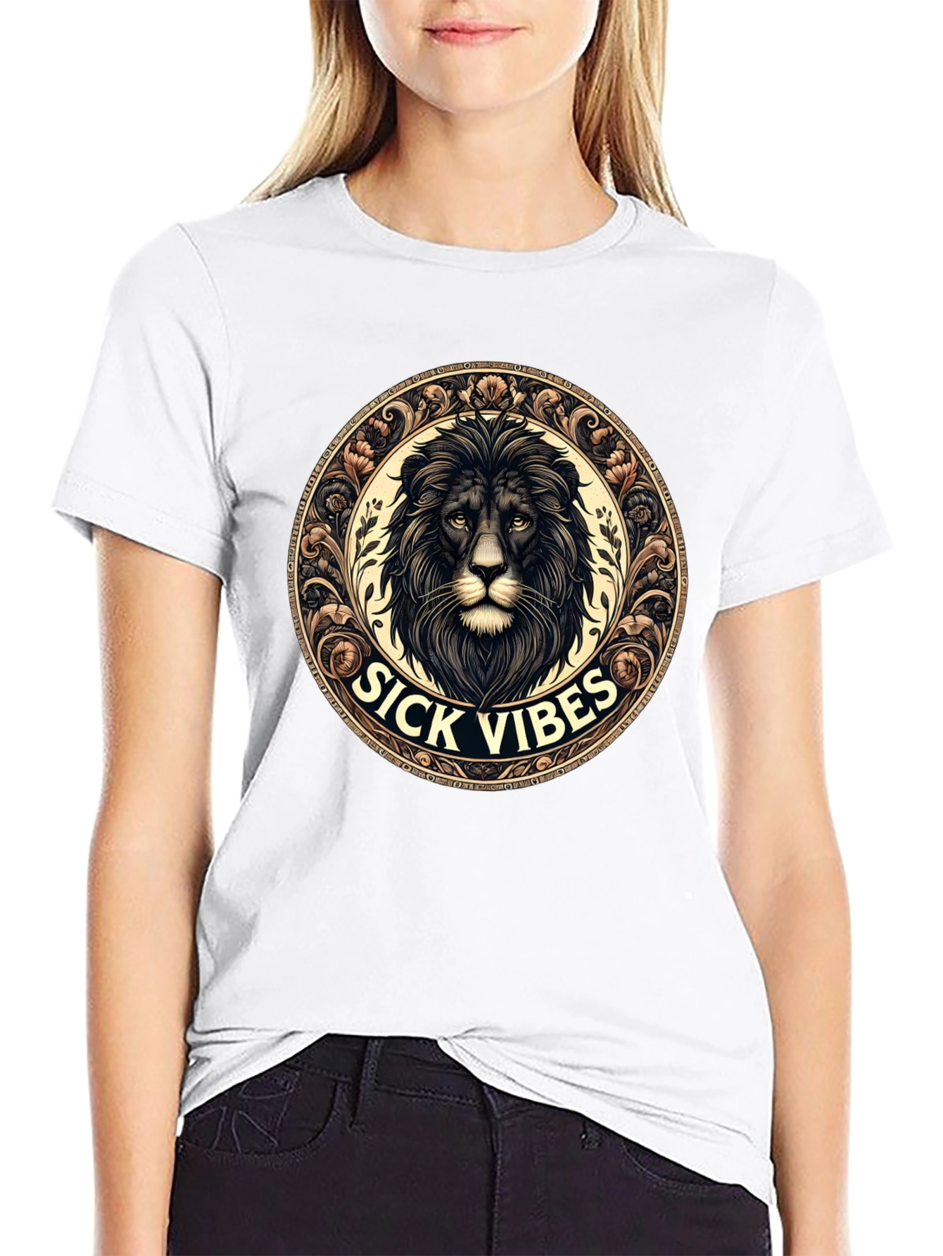 Sick Vibes Lion Graphic Tee - Black