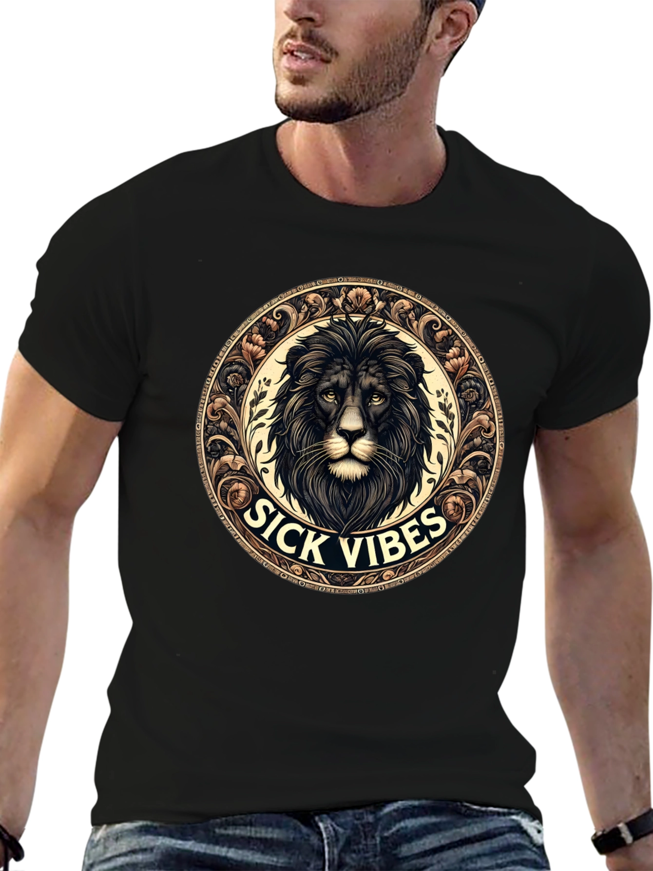 Sick Vibes Lion Graphic Tee - Black
