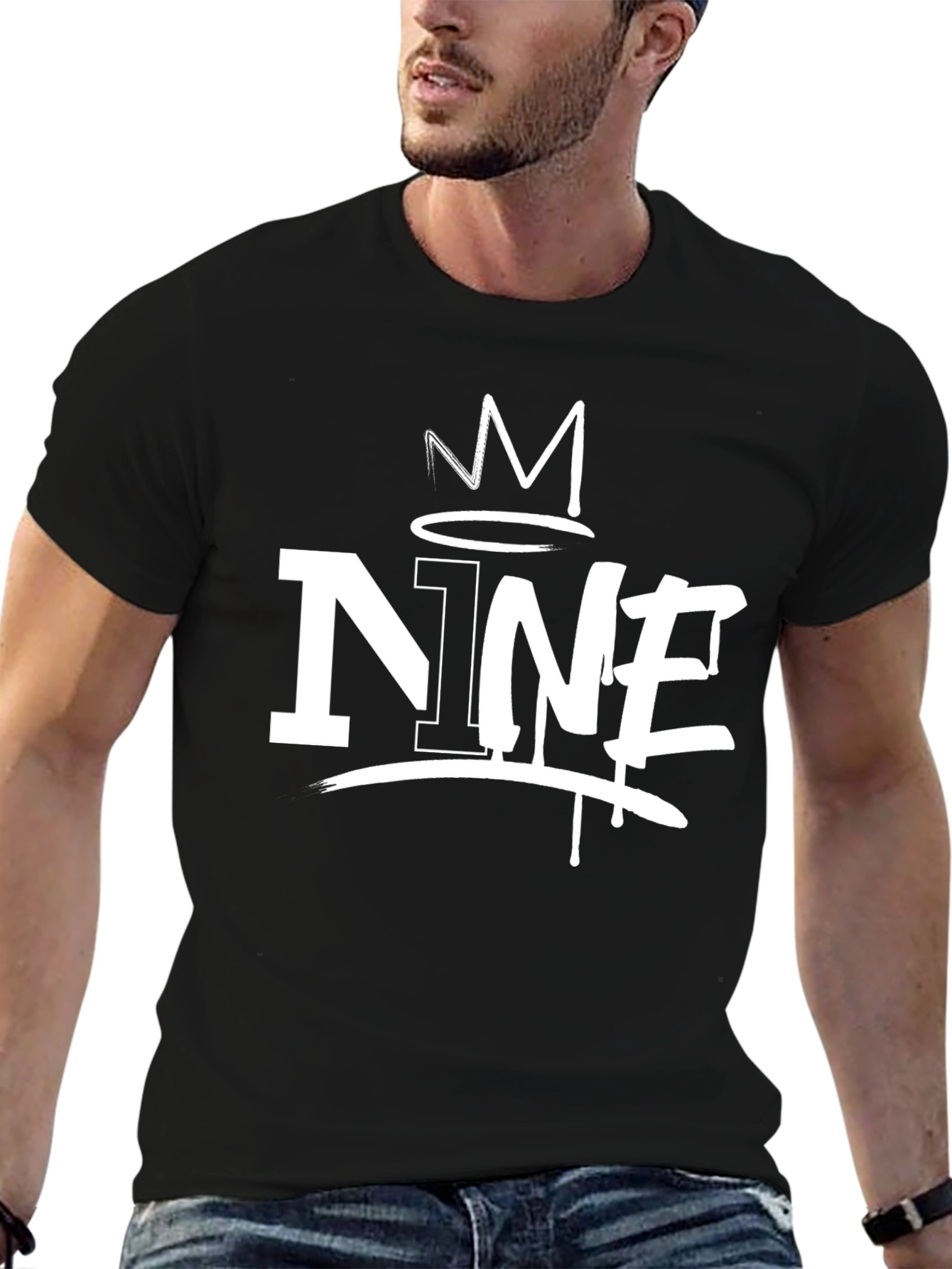 NINE Crown Graphic Print Black T-Shirt