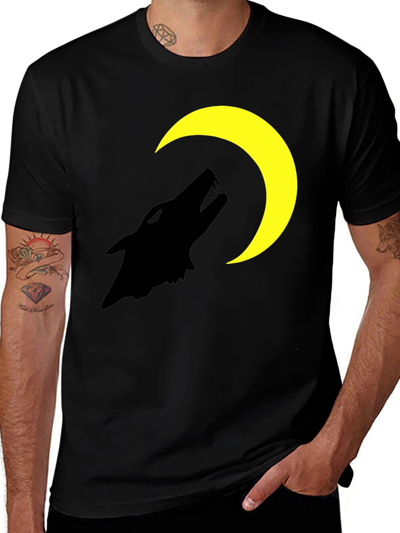 Wolf Moon Graphic T-Shirt - Black Cotton Tee