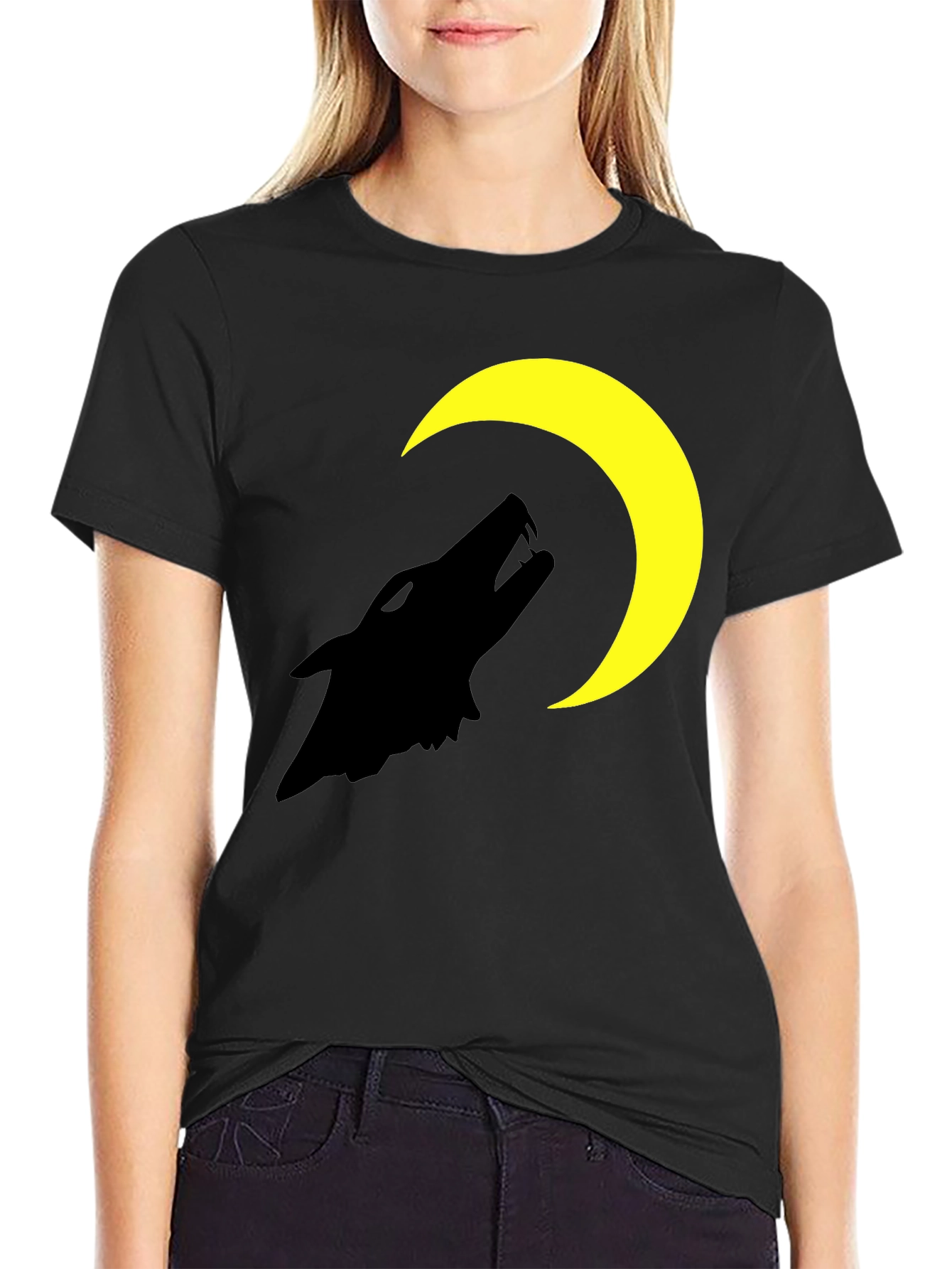 Wolf Moon Graphic T-Shirt - Black Cotton Tee