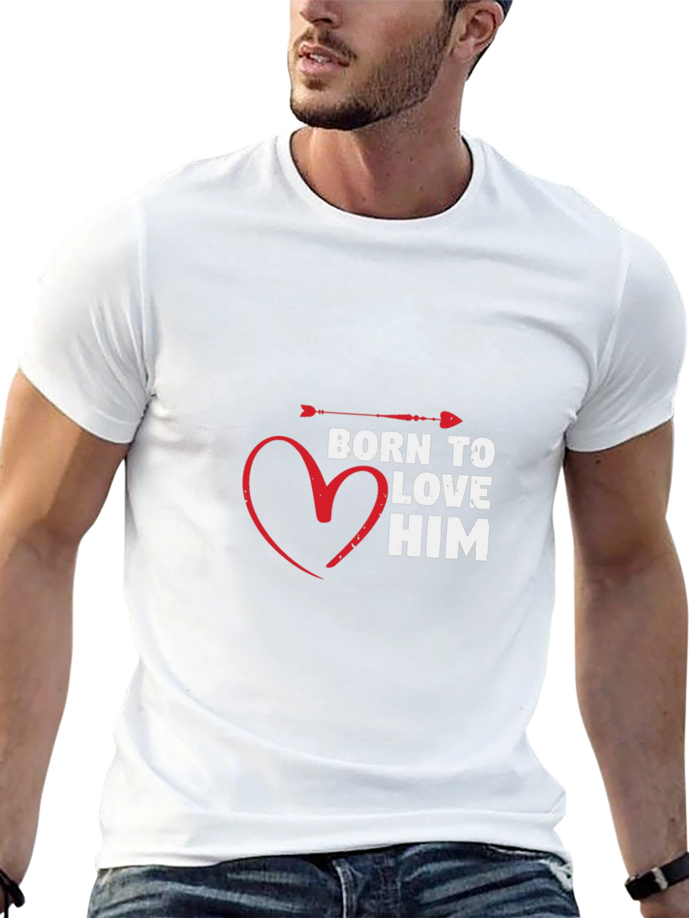 Born to Love Him Graphic T-Shirt - Black
