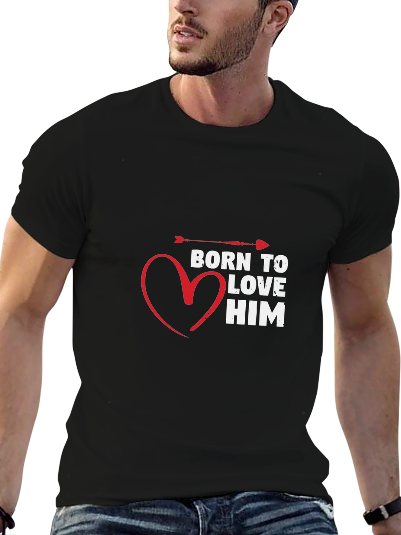 Born to Love Him Graphic T-Shirt - Black