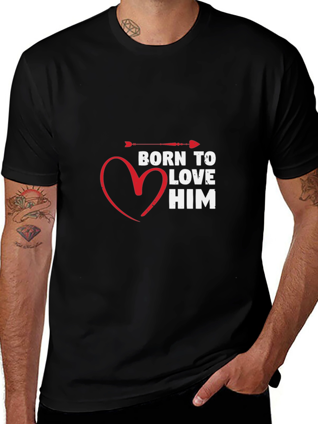 Born to Love Him Graphic T-Shirt - Black