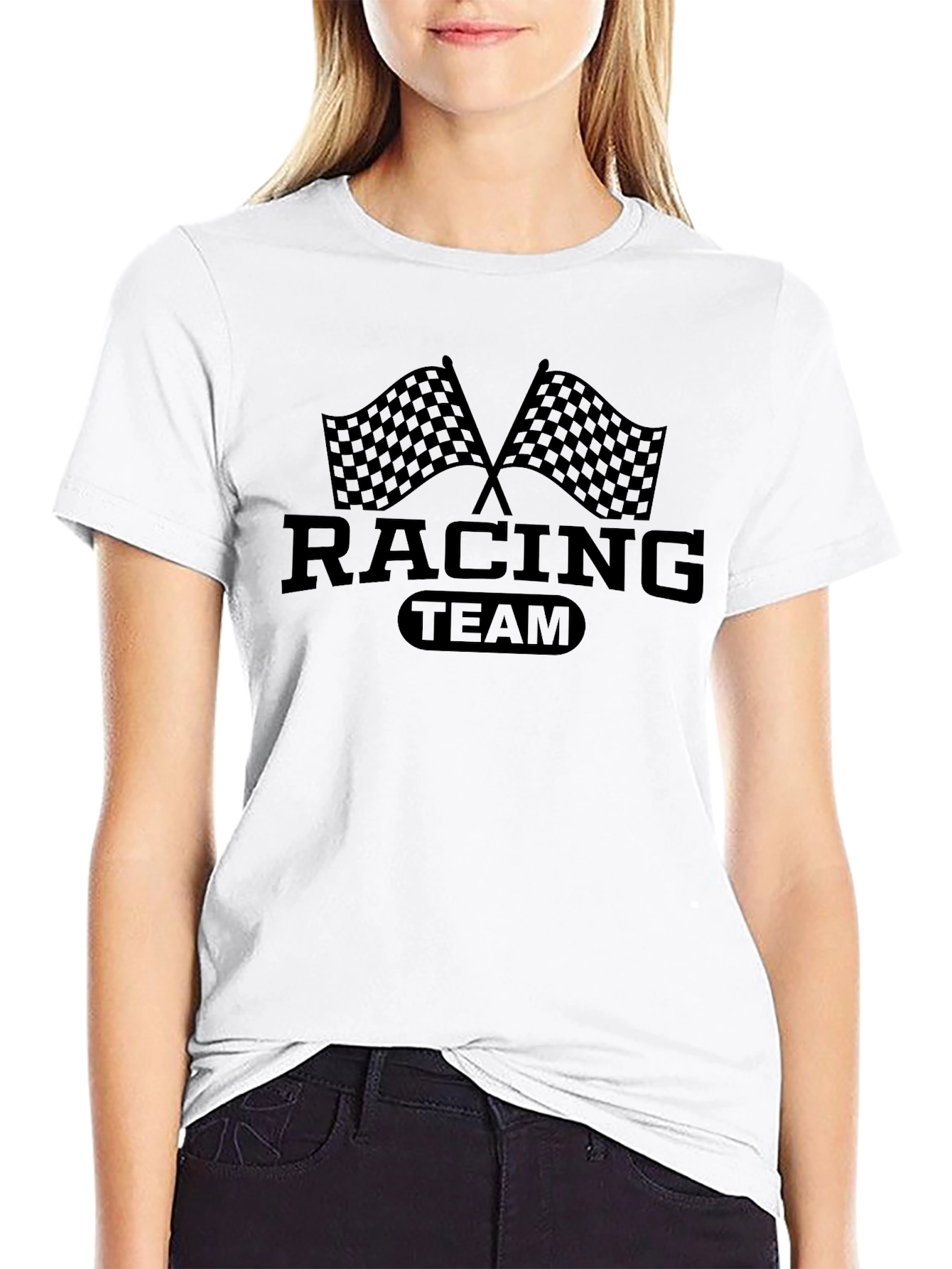 Racing Team Checkered Flags Graphic T-Shirt