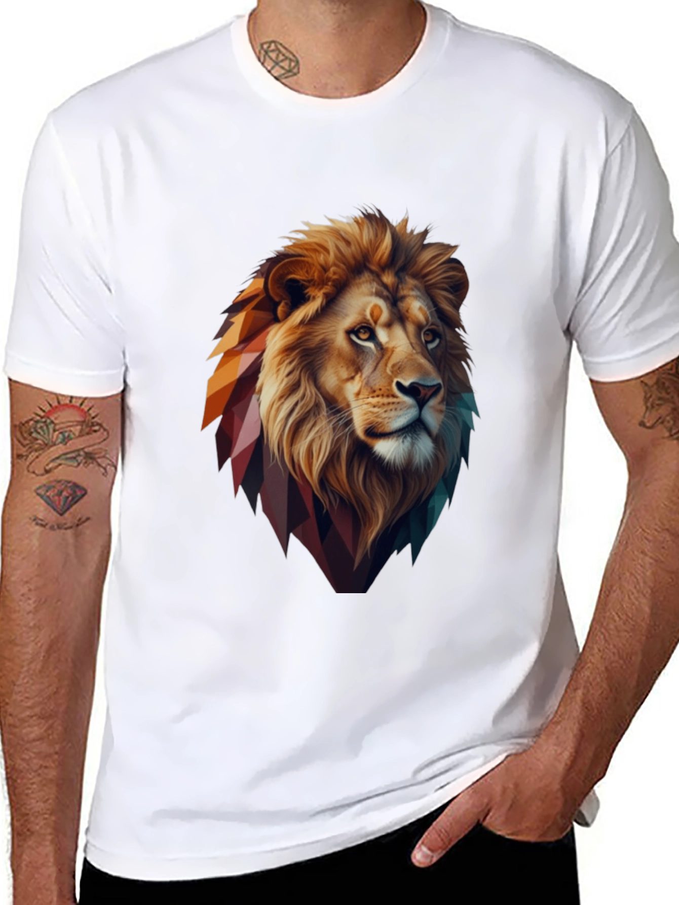 Lion Graphic Tee - Stylish Mens Black T-Shirt