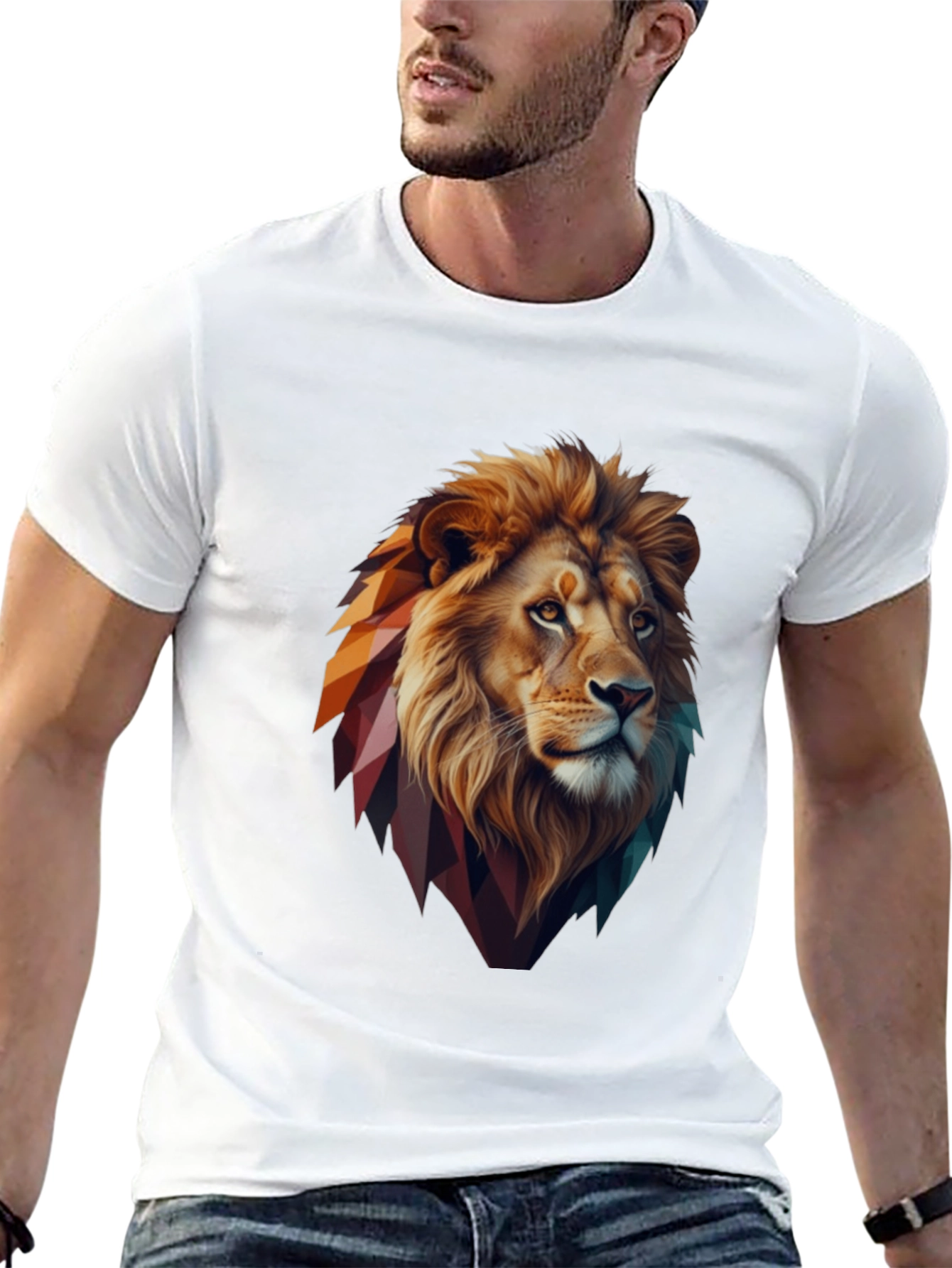 Lion Graphic Tee - Stylish Mens Black T-Shirt