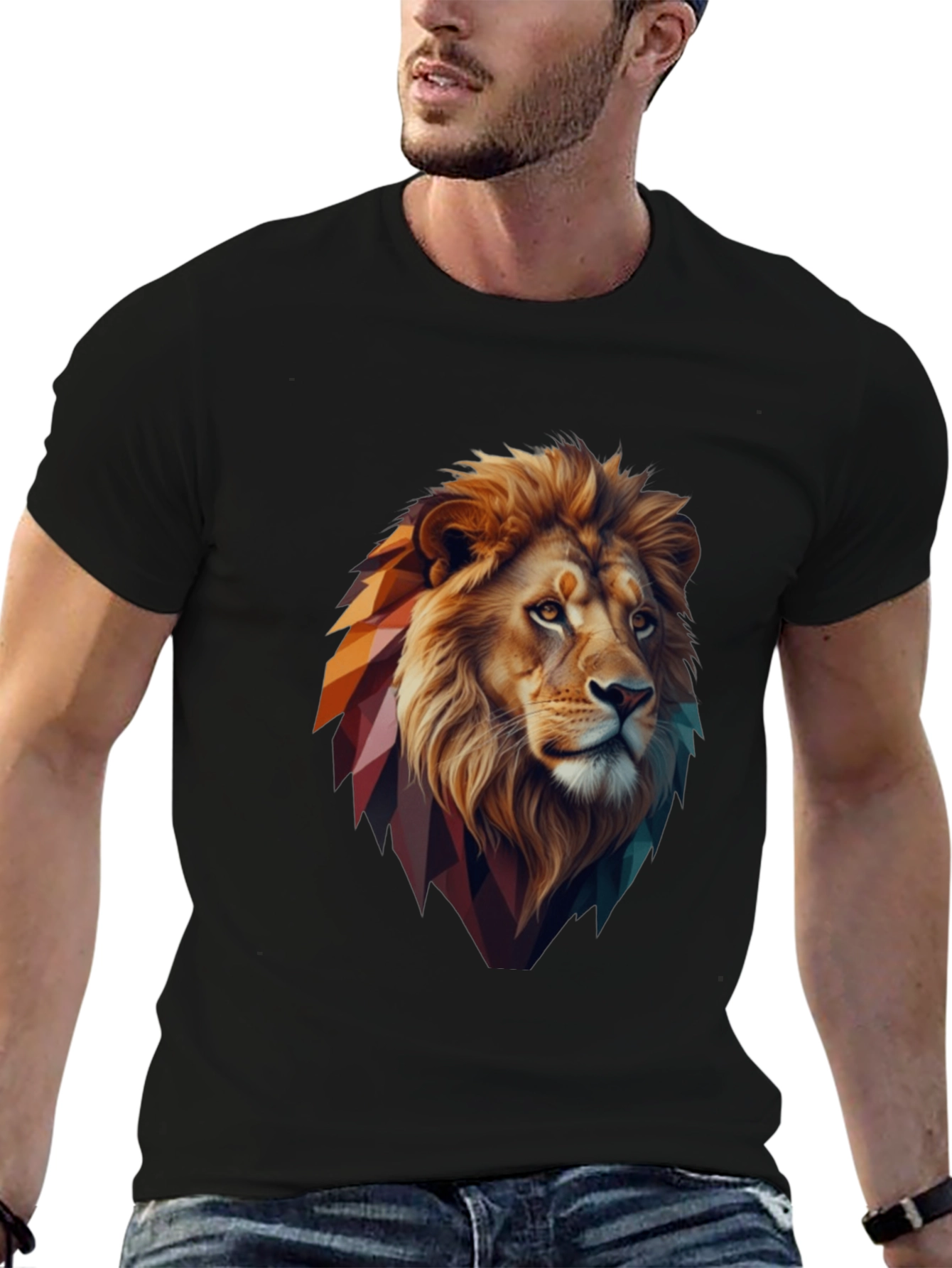Lion Graphic Tee - Stylish Mens Black T-Shirt