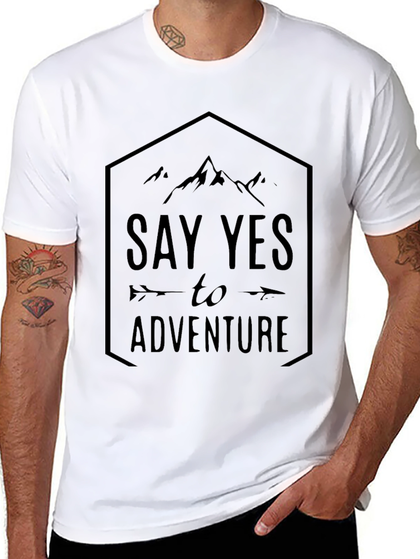 Adventure Awaits: Mens Black Graphic Tee