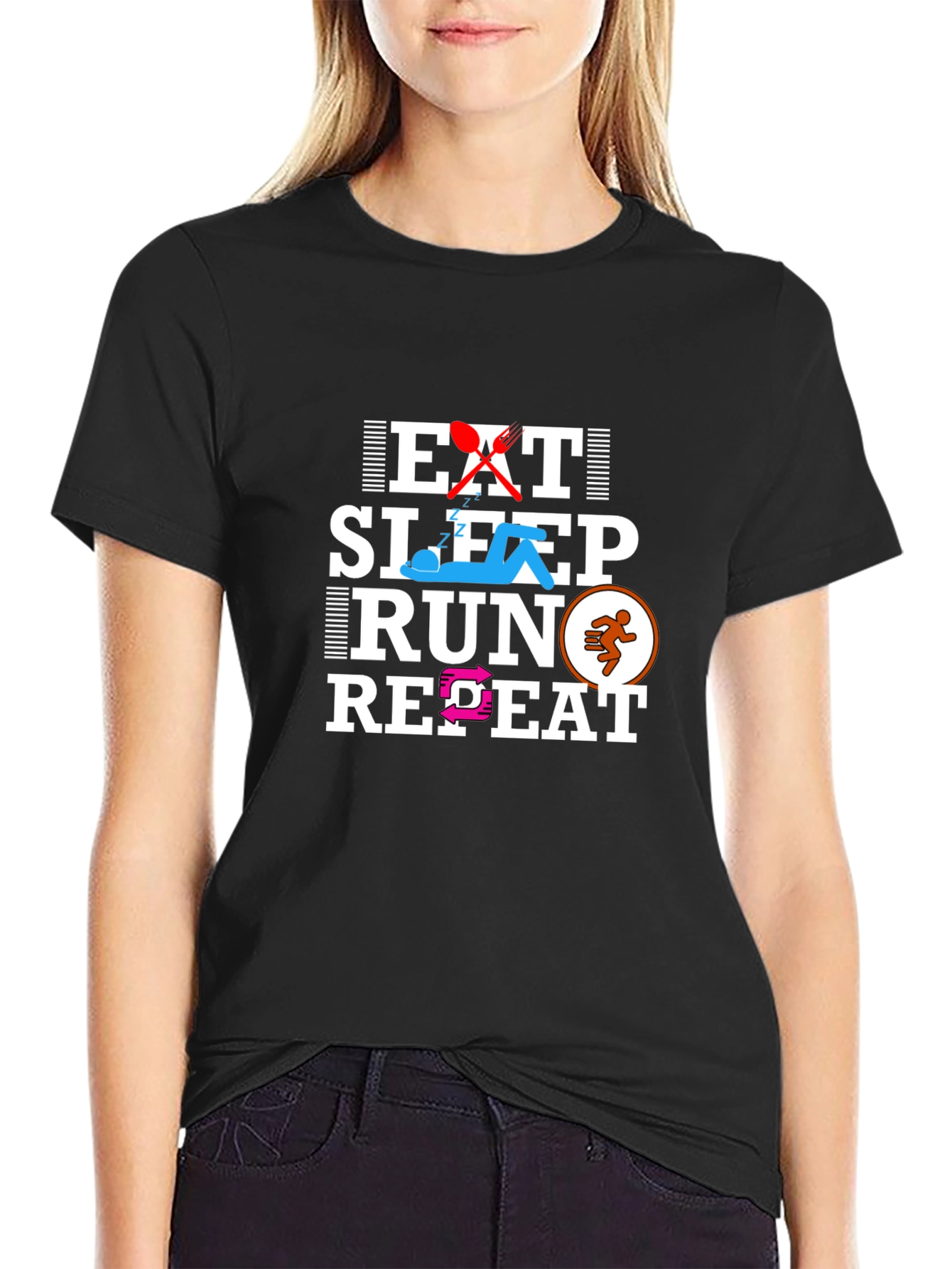 Eat Sleep Run Repeat Graphic T-Shirt