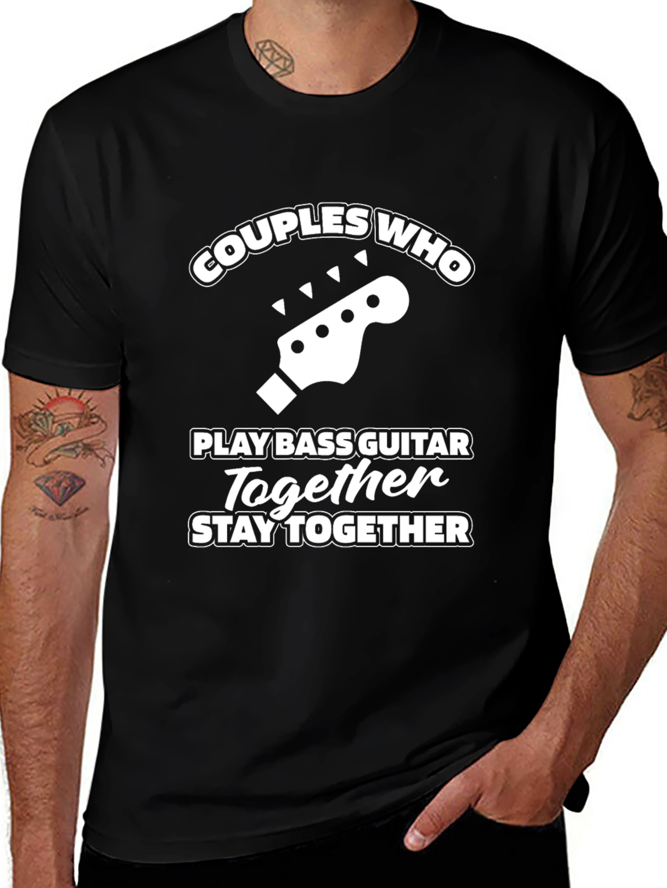Couples Bass Guitar T-Shirt: Stay Together!