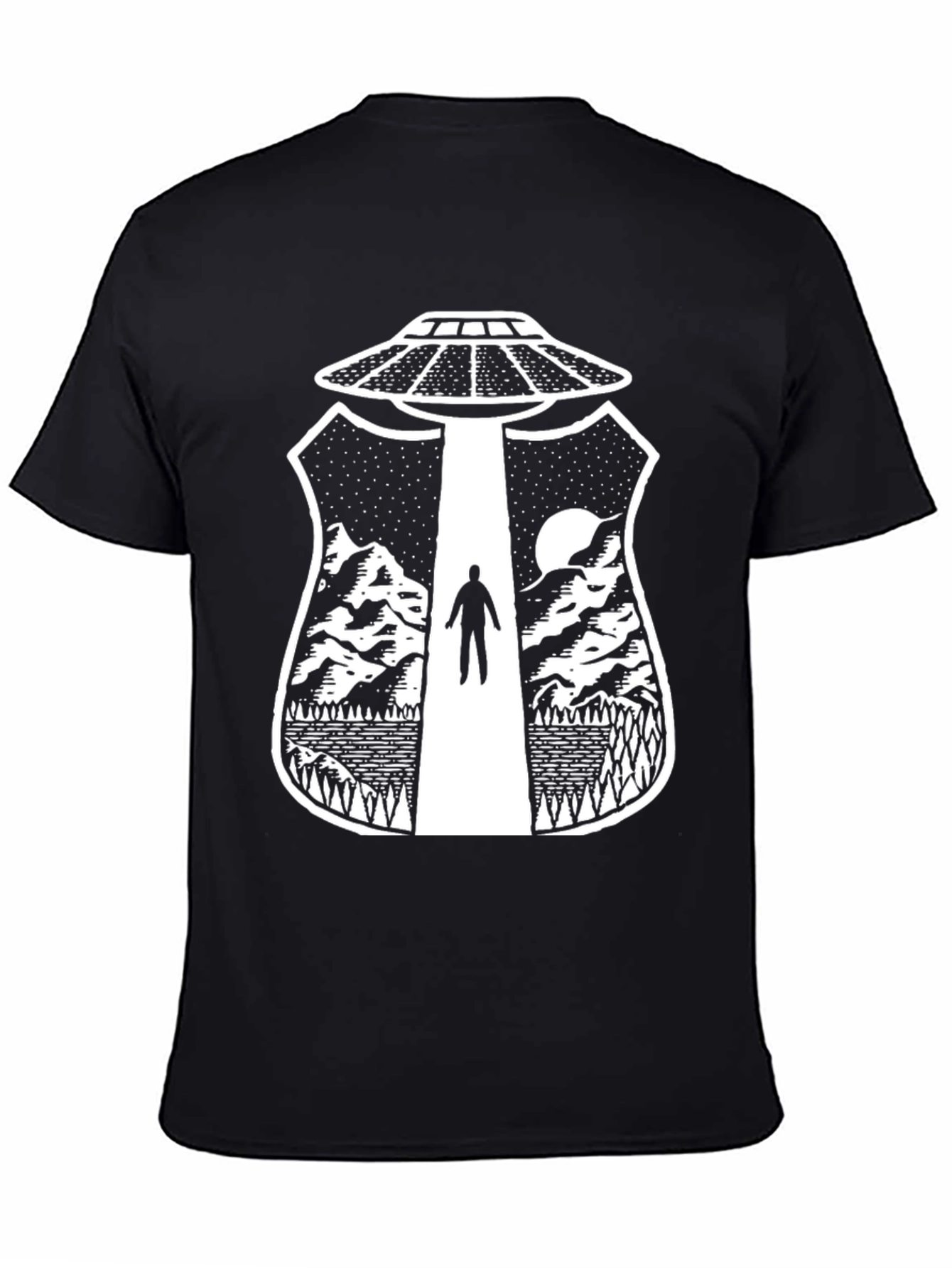 UFO Abduction Graphic T-Shirt - Black
