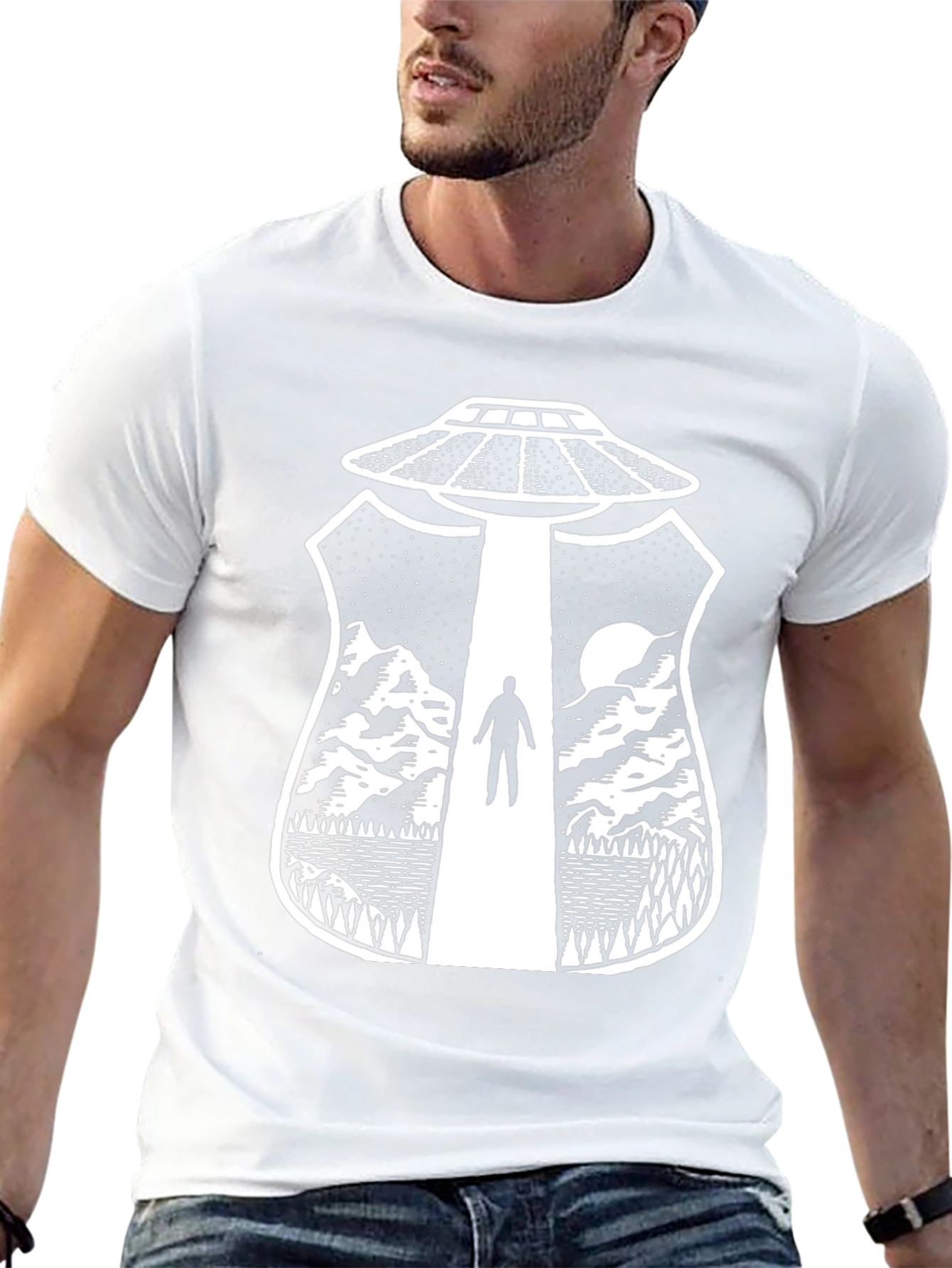 UFO Abduction Graphic T-Shirt - Black