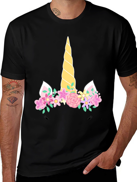 Unicorn Floral T-Shirt - Black