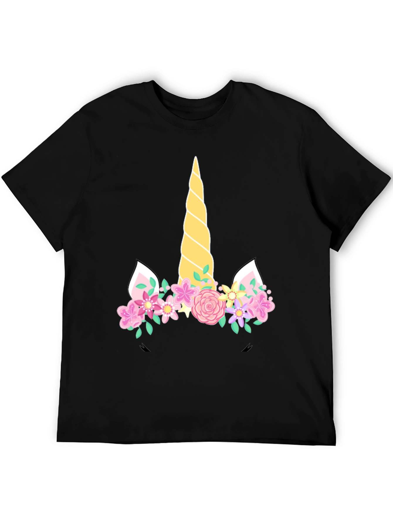 Unicorn Floral T-Shirt - Black