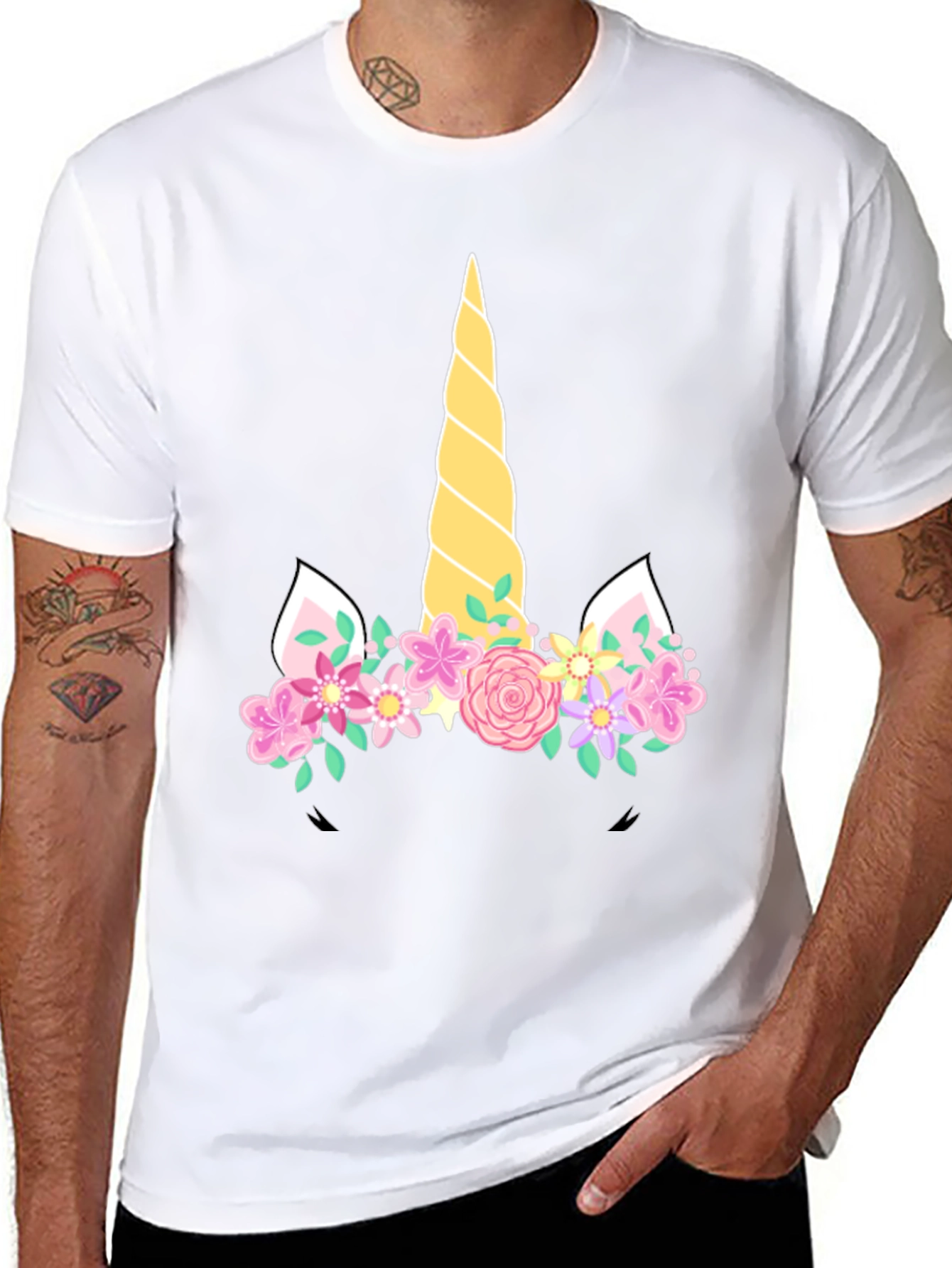 Unicorn Floral T-Shirt - Black