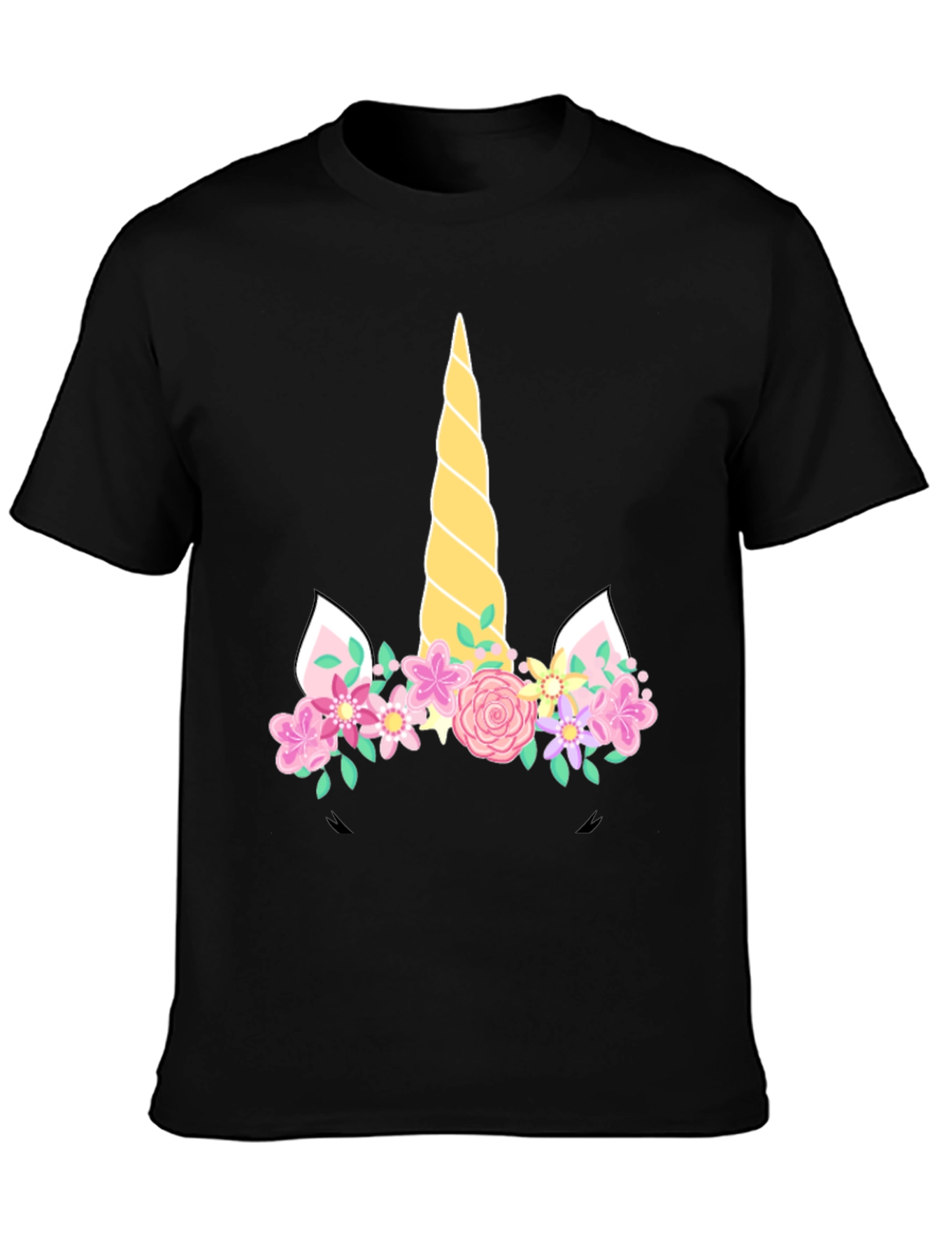 Unicorn Floral T-Shirt - Black