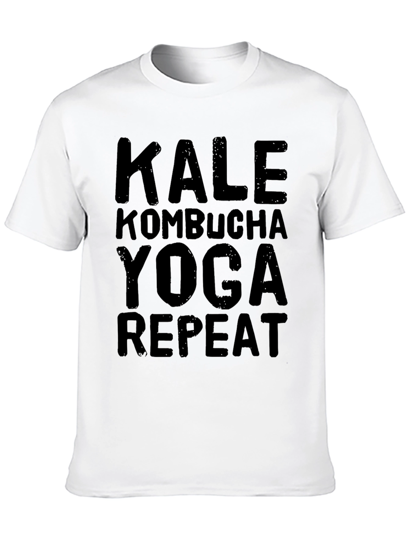 Kale Kombucha Yoga Repeat Black Graphic T-Shirt
