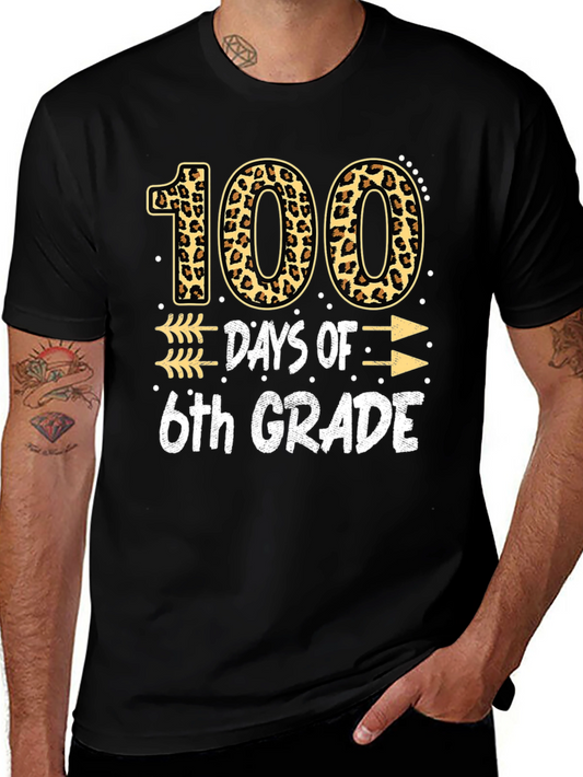 100 Days of 6th Grade Leopard Print T-Shirt