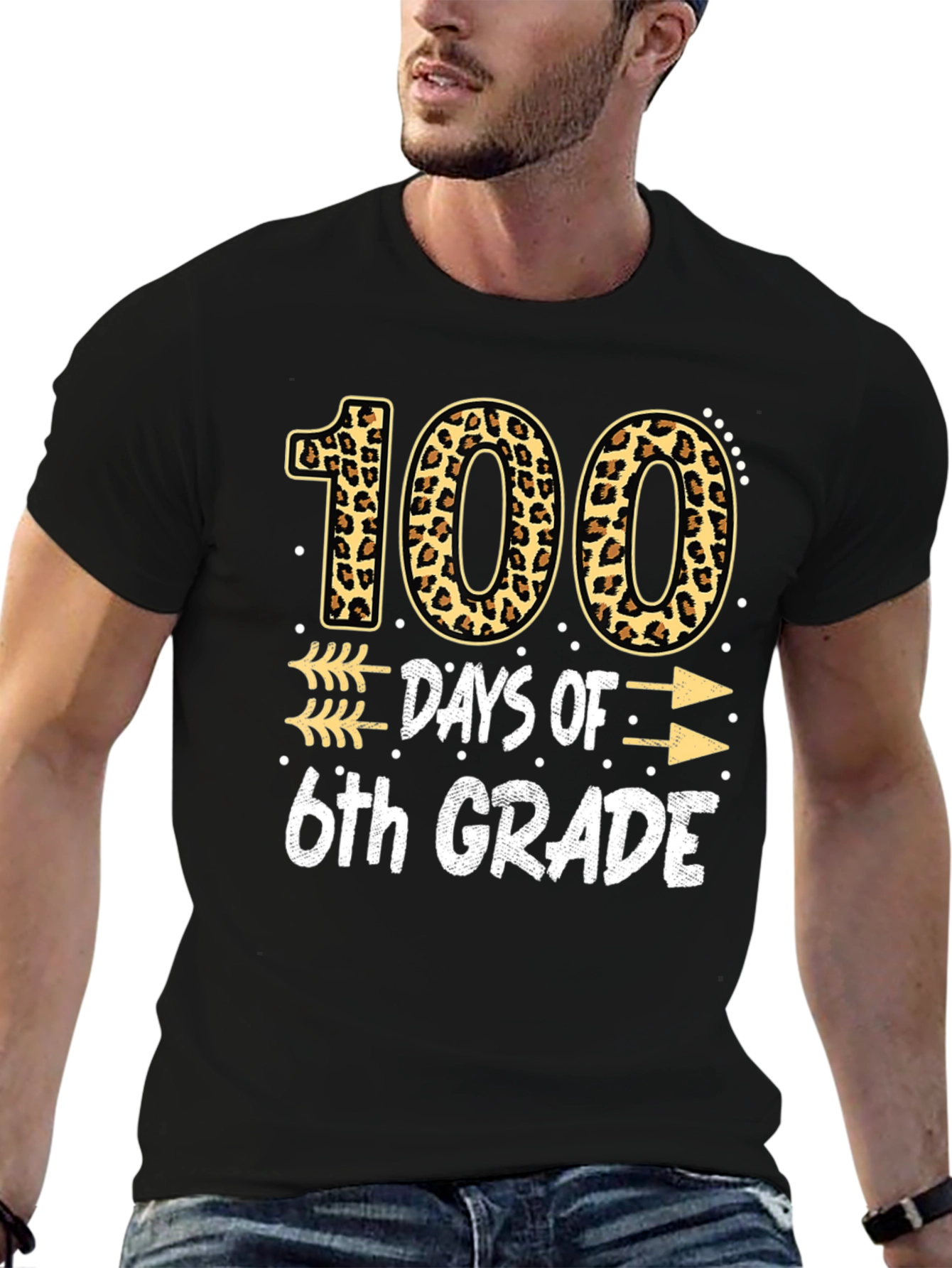 100 Days of 6th Grade Leopard Print T-Shirt