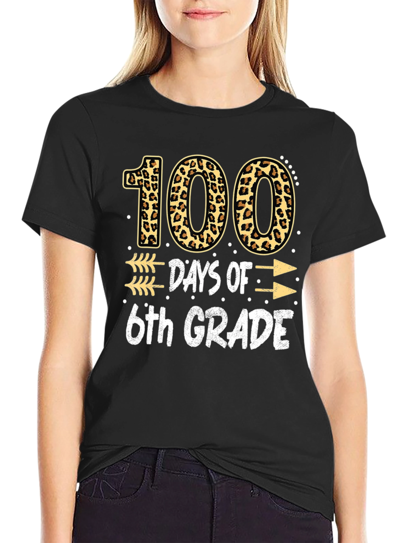 100 Days of 6th Grade Leopard Print T-Shirt