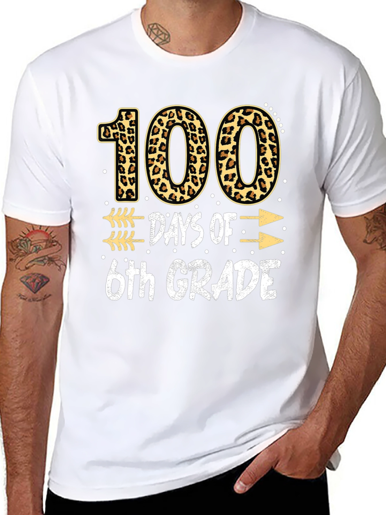 100 Days of 6th Grade Leopard Print T-Shirt