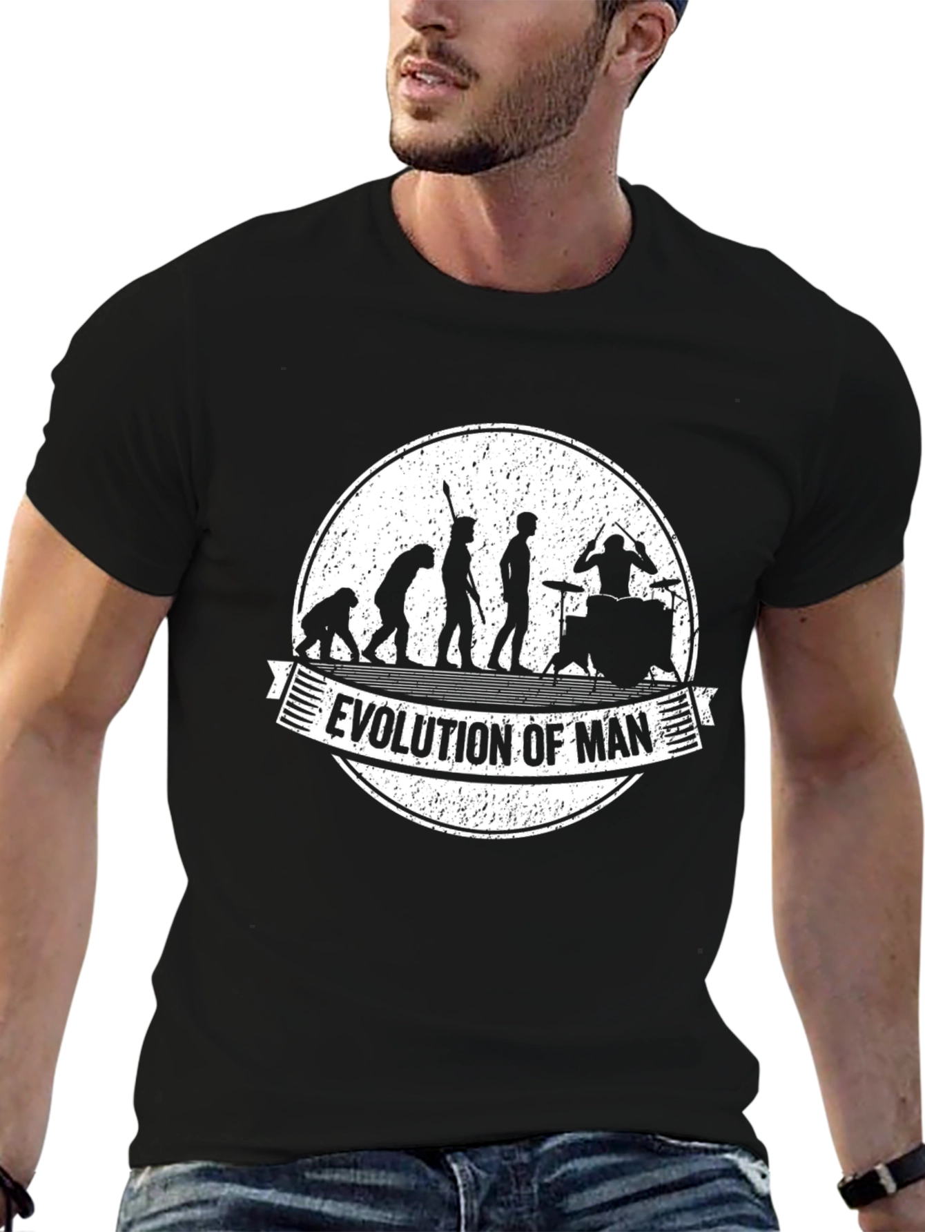 Evolution of Man Drummer Graphic T-Shirt