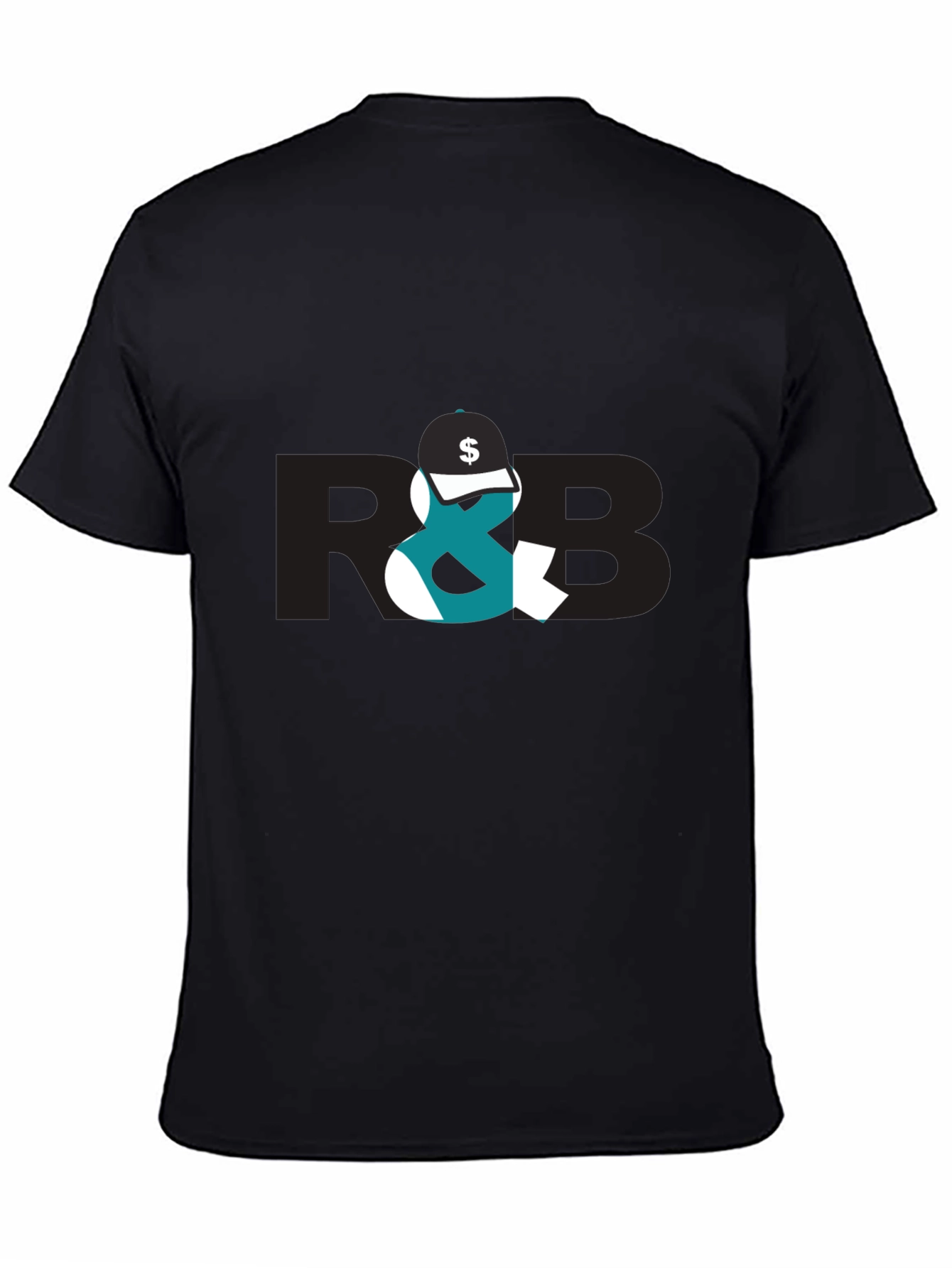 Trendy Black Graphic Tee with R&B Design