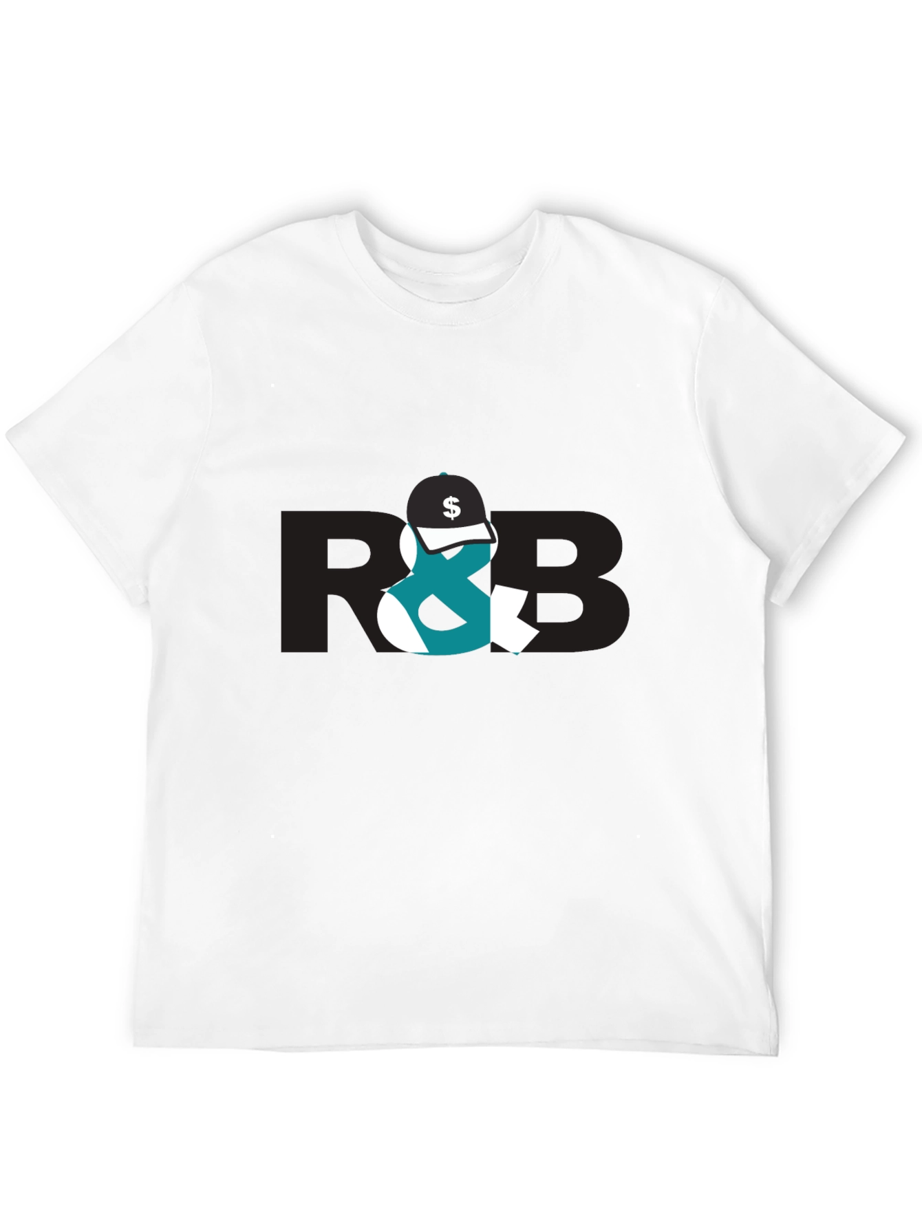 Trendy Black Graphic Tee with R&B Design