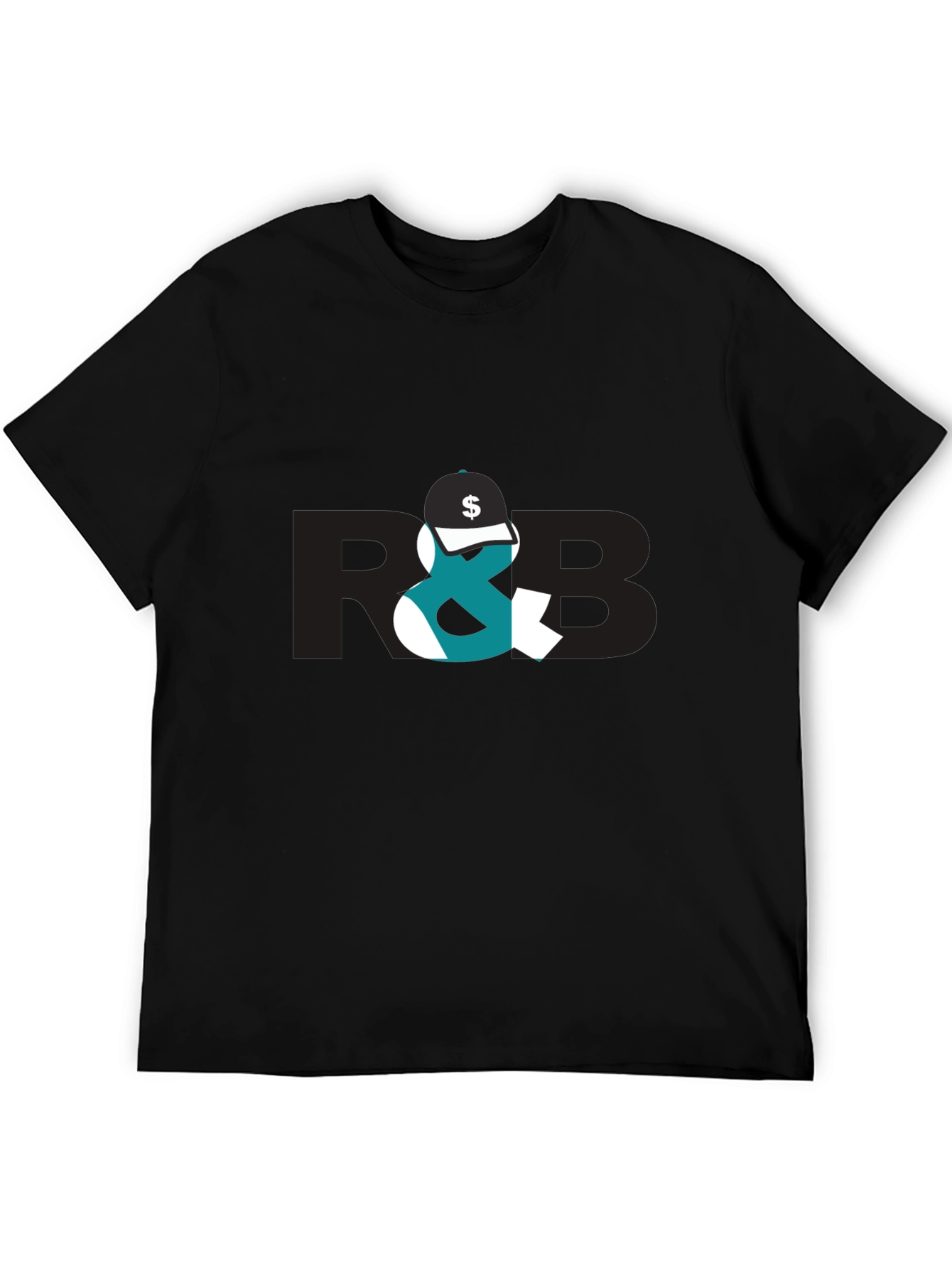 Trendy Black Graphic Tee with R&B Design
