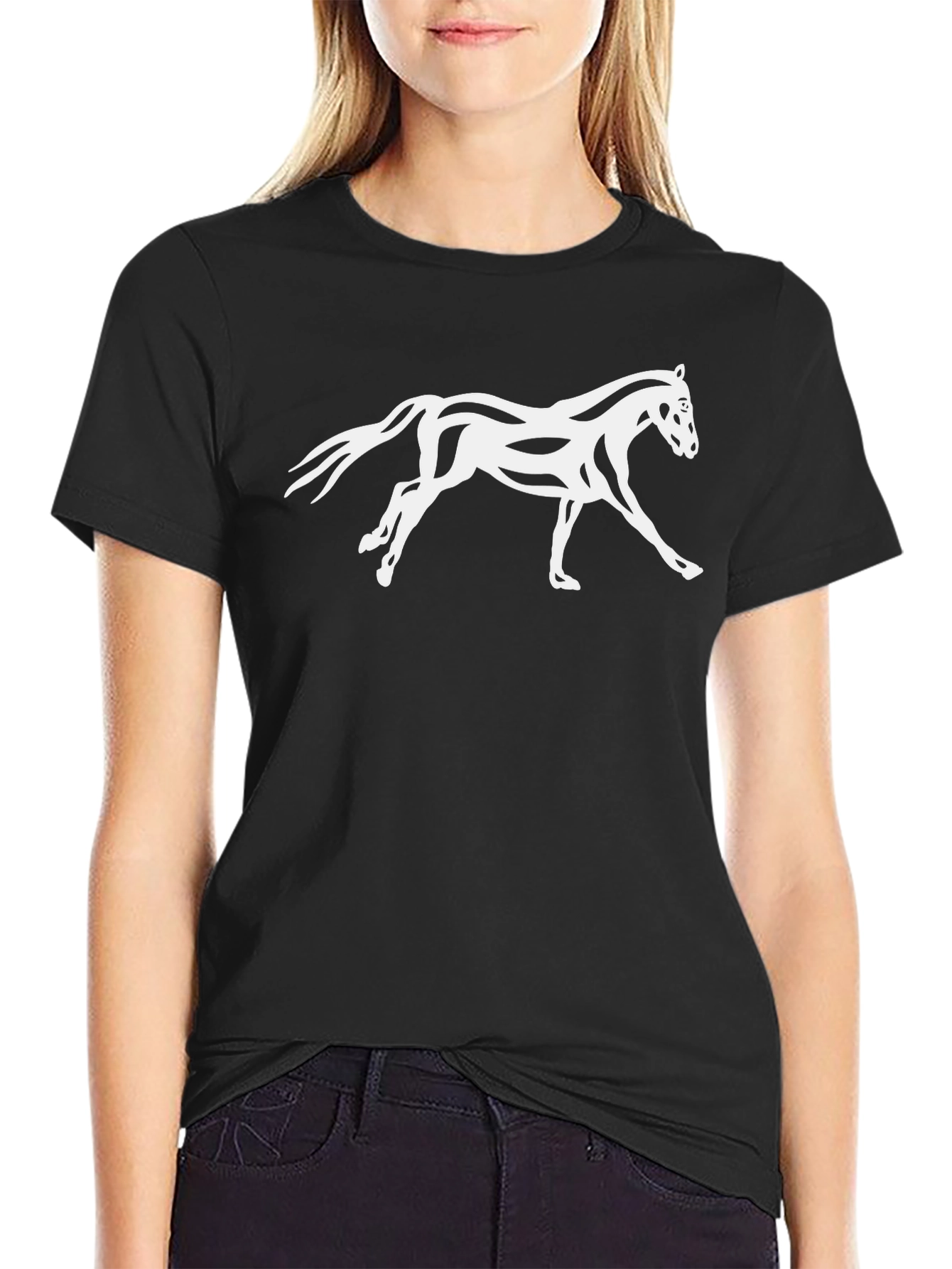Black Horse Graphic Tee - Stylish Mens T-Shirt
