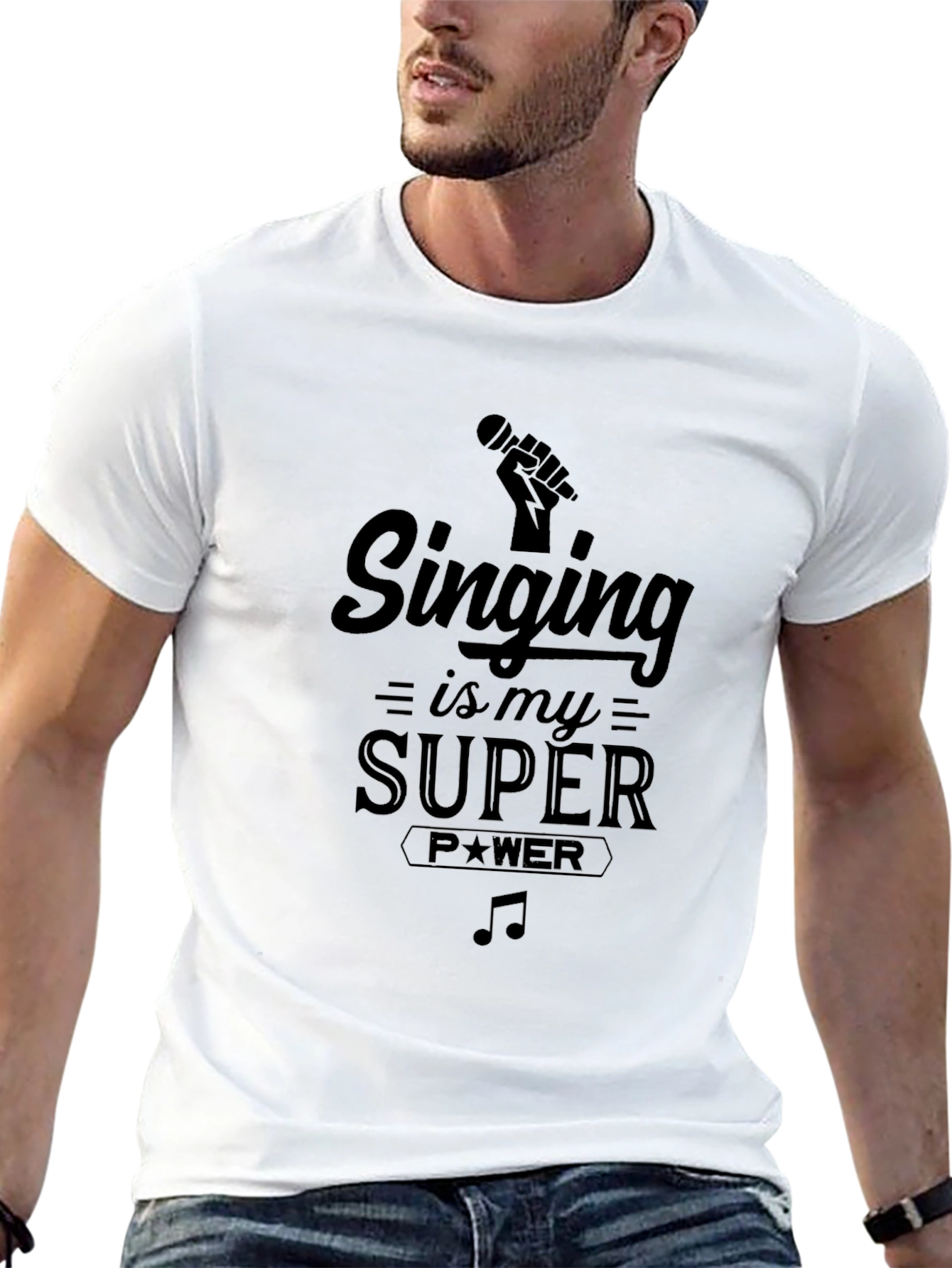Singing is My Super Power Black Graphic T-Shirt