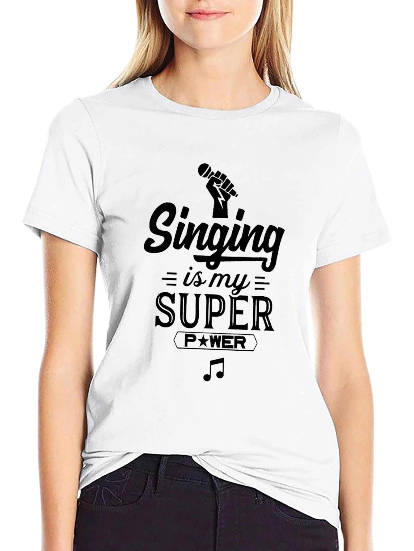 Singing is My Super Power Black Graphic T-Shirt