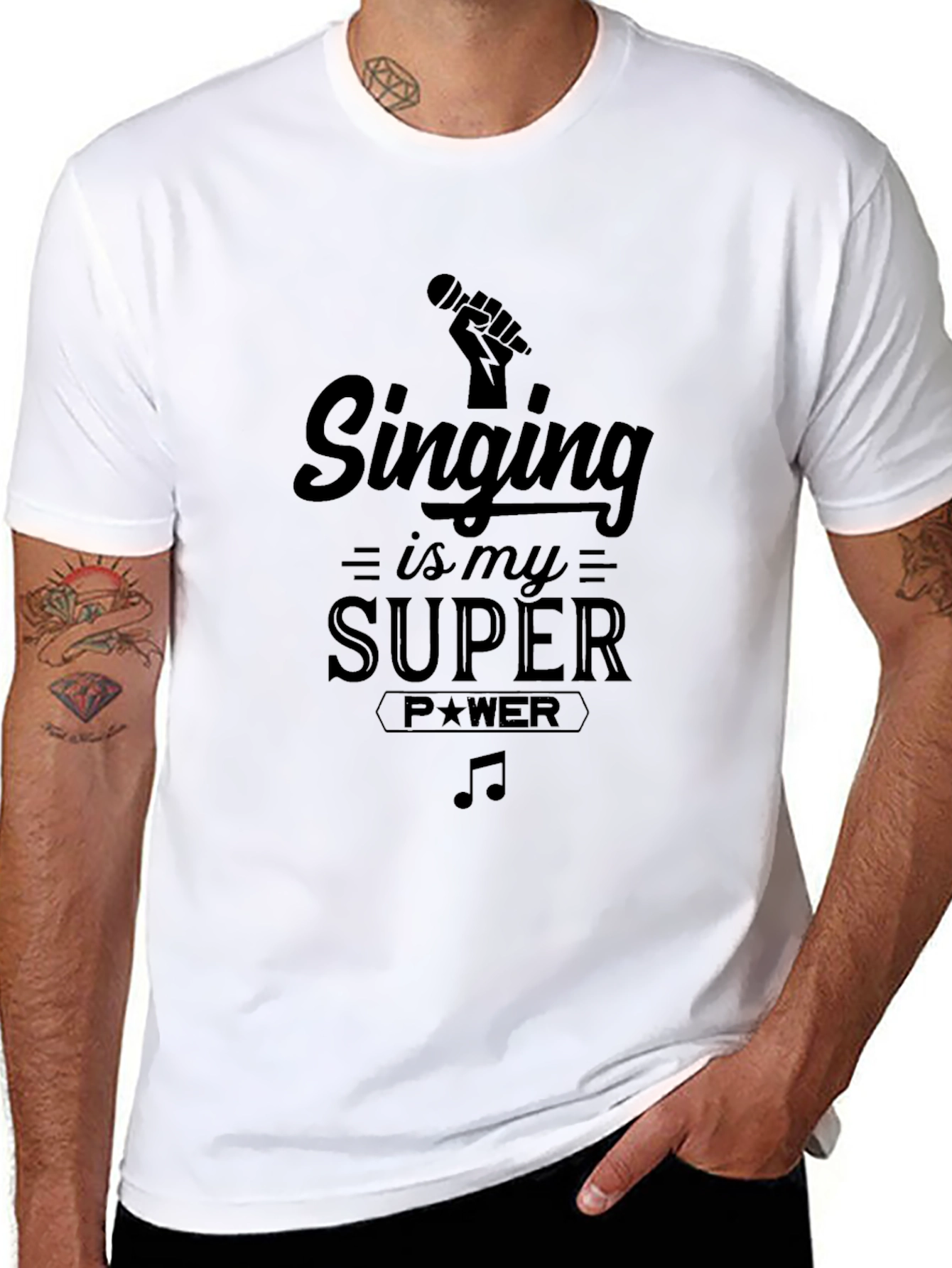 Singing is My Super Power Black Graphic T-Shirt