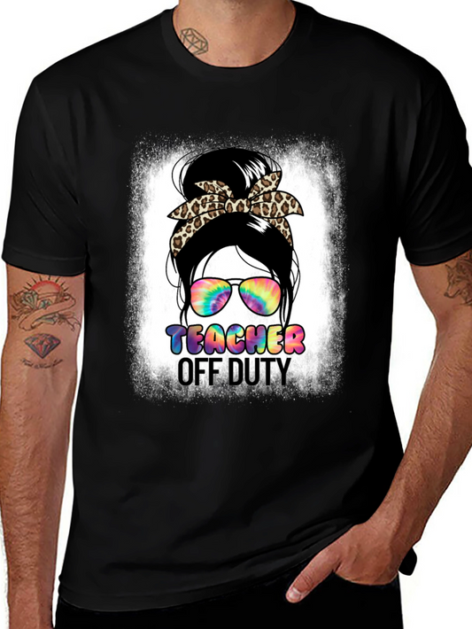 Teacher Off Duty Messy Bun Graphic Tee