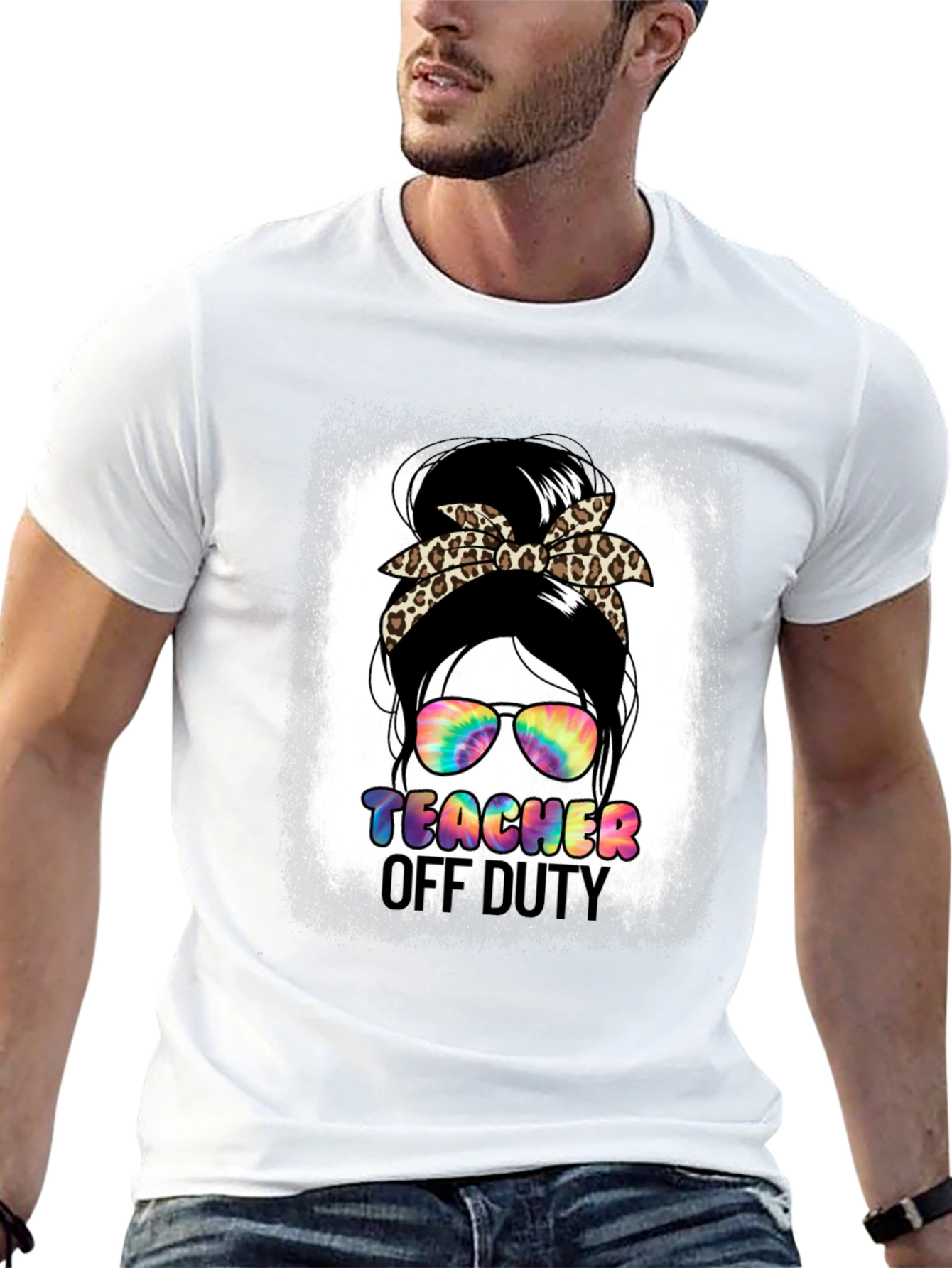 Teacher Off Duty Messy Bun Graphic Tee