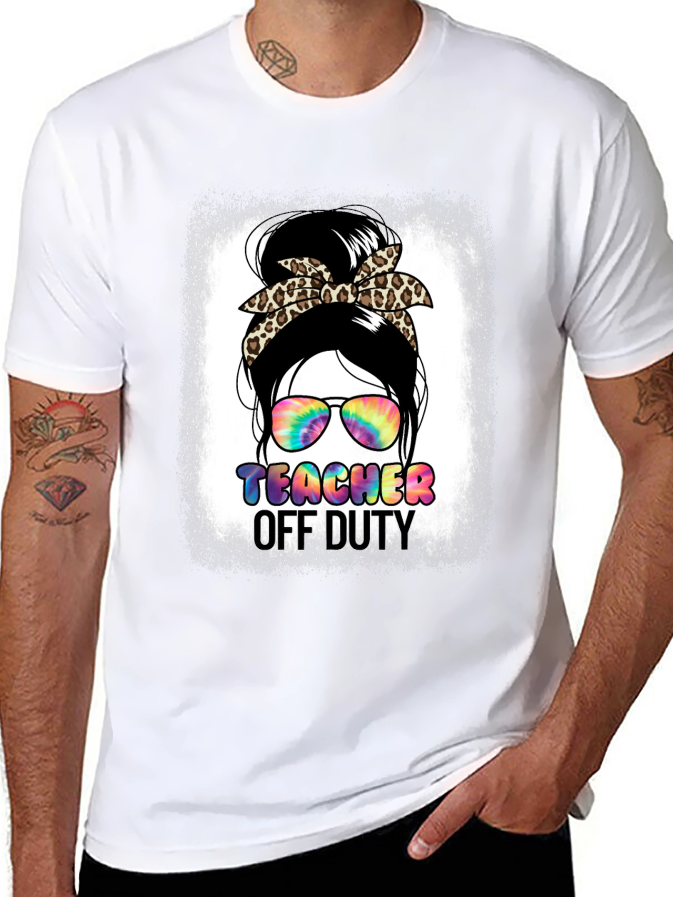 Teacher Off Duty Messy Bun Graphic Tee